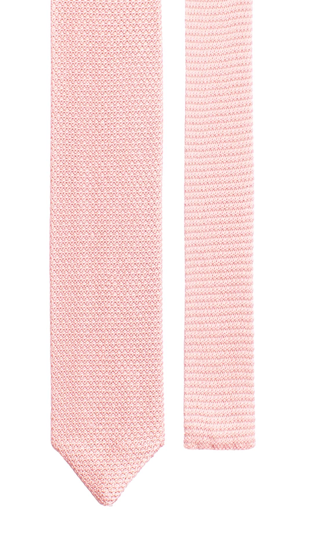 Cravatta Tricot in Maglia di Seta Rosa Cipria Tinta Unita TRI633 Graffeo Cravatte Made in Italy Pala