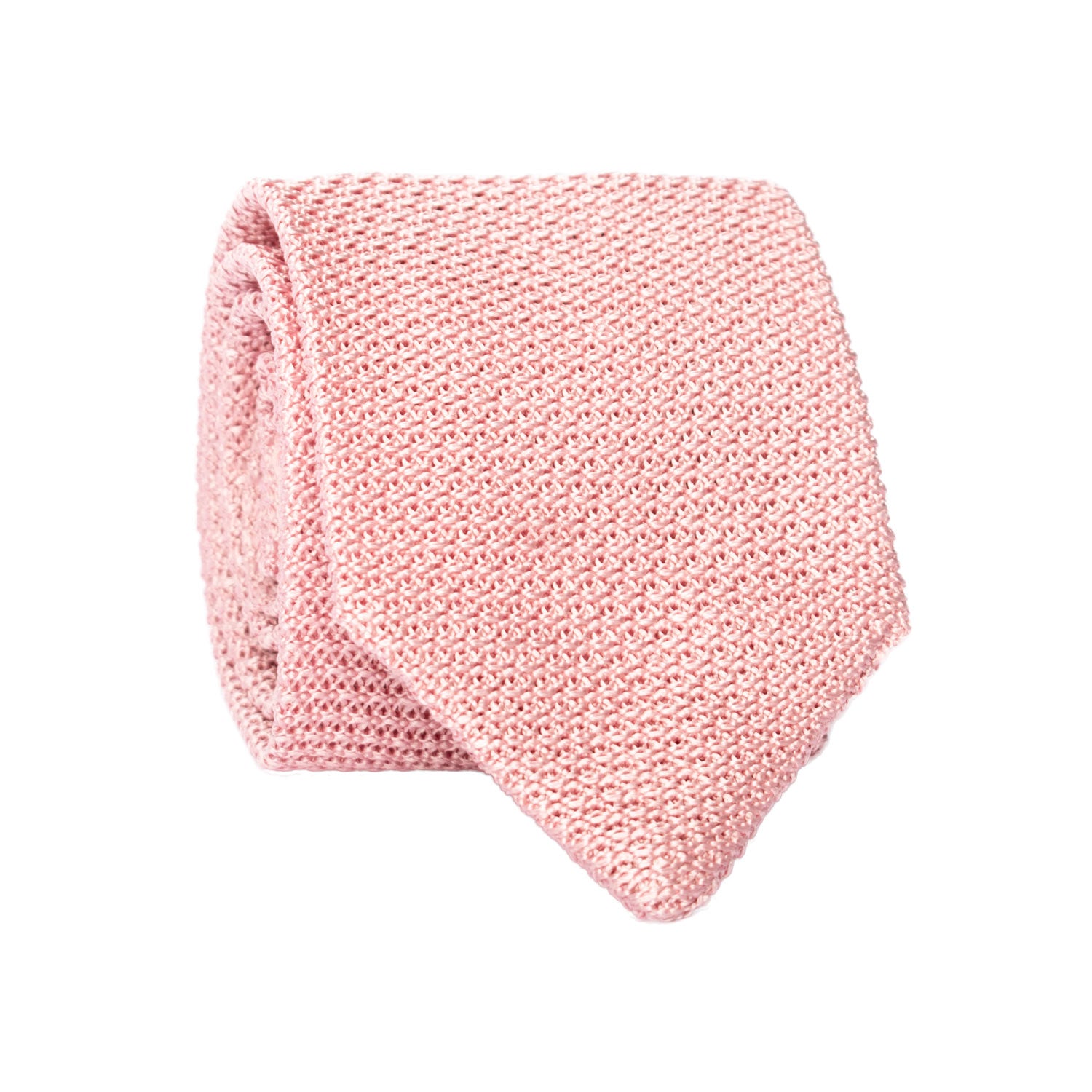 Cravatta Tricot in Maglia di Seta Rosa Cipria Tinta Unita TRI633 Graffeo Cravatte Made in Italy Rotolo