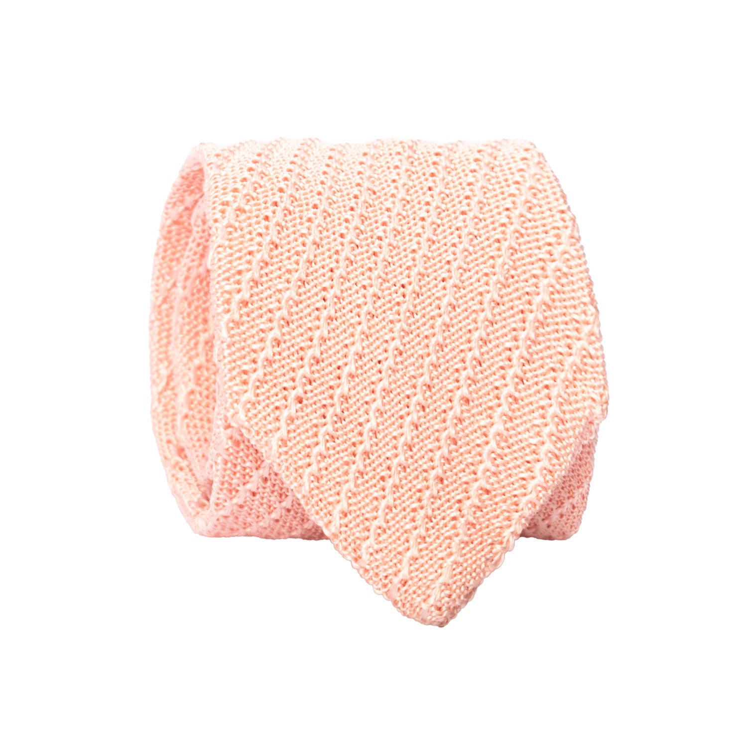 Cravatta Tricot in Maglia di Seta Rosa a Righe Tono su Tono TRI704 Graffeo Cravatte Made in Italy Rotolo