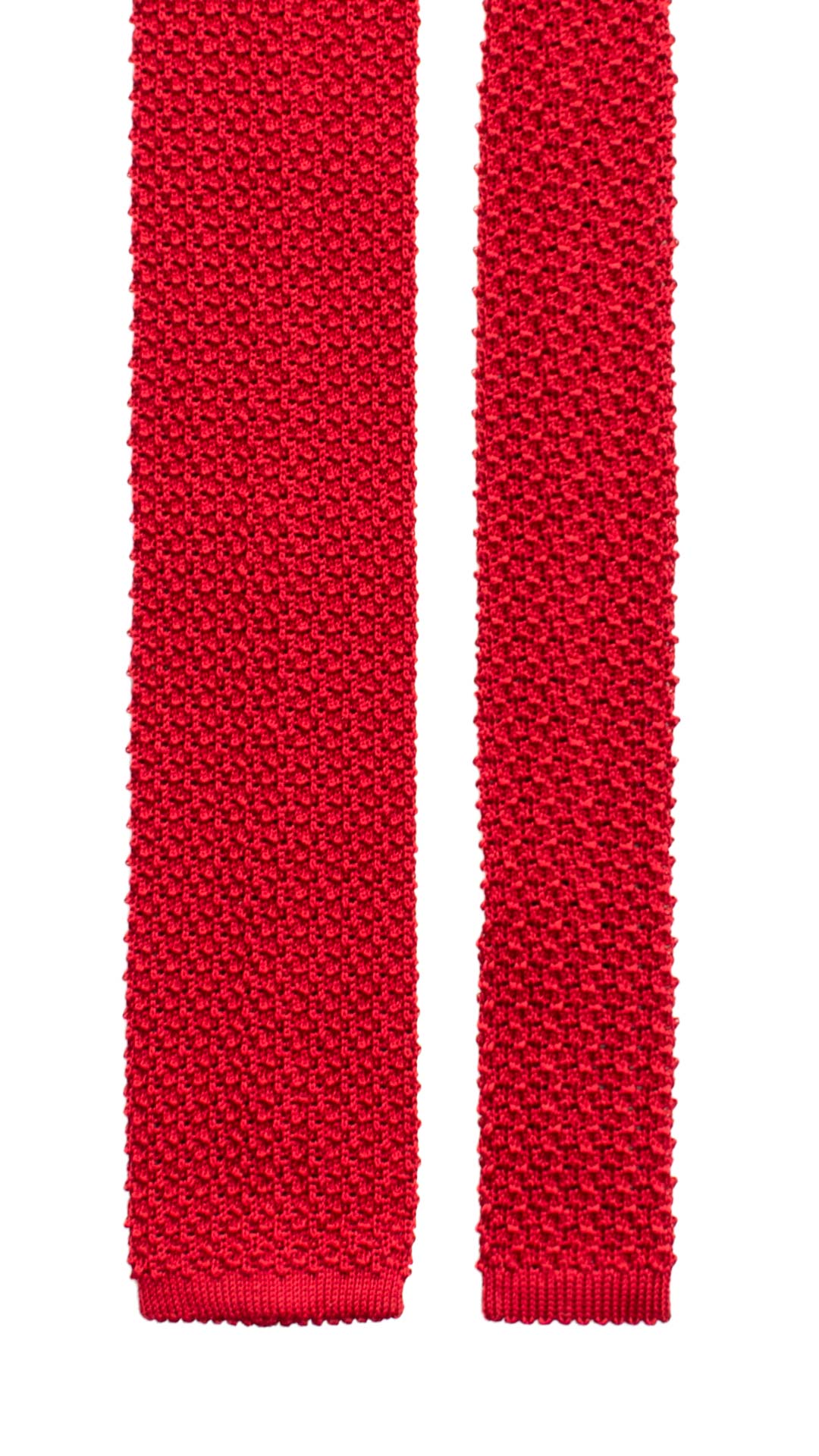 Cravatta Tricot in Maglia di Seta Rossa Tinta Unita TRI651 Graffeo Cravatte Made in Italy Pala