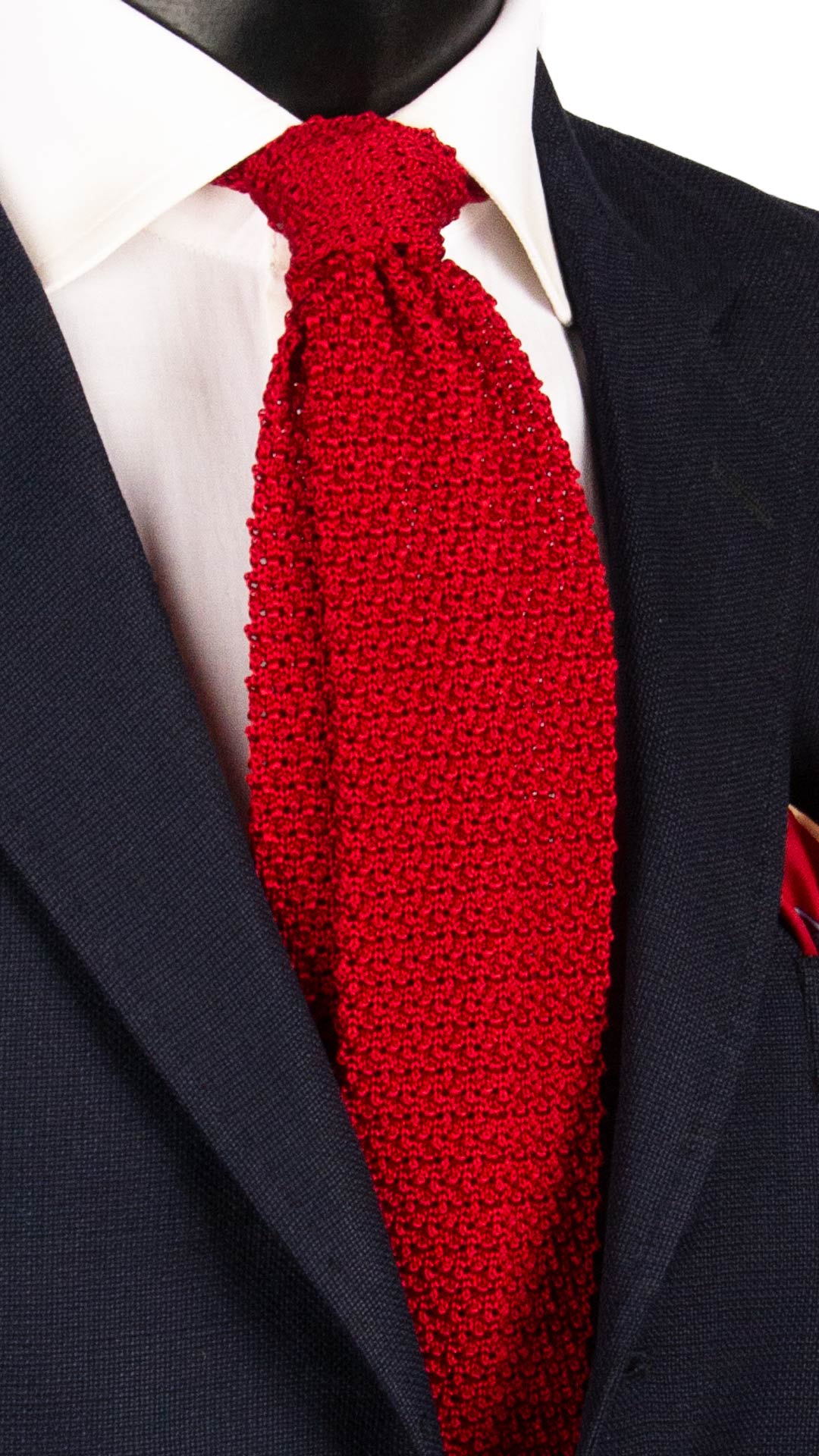Cravatta Tricot in Maglia di Seta Rossa Tinta Unita TRI651 Graffeo Cravatte Made in Italy