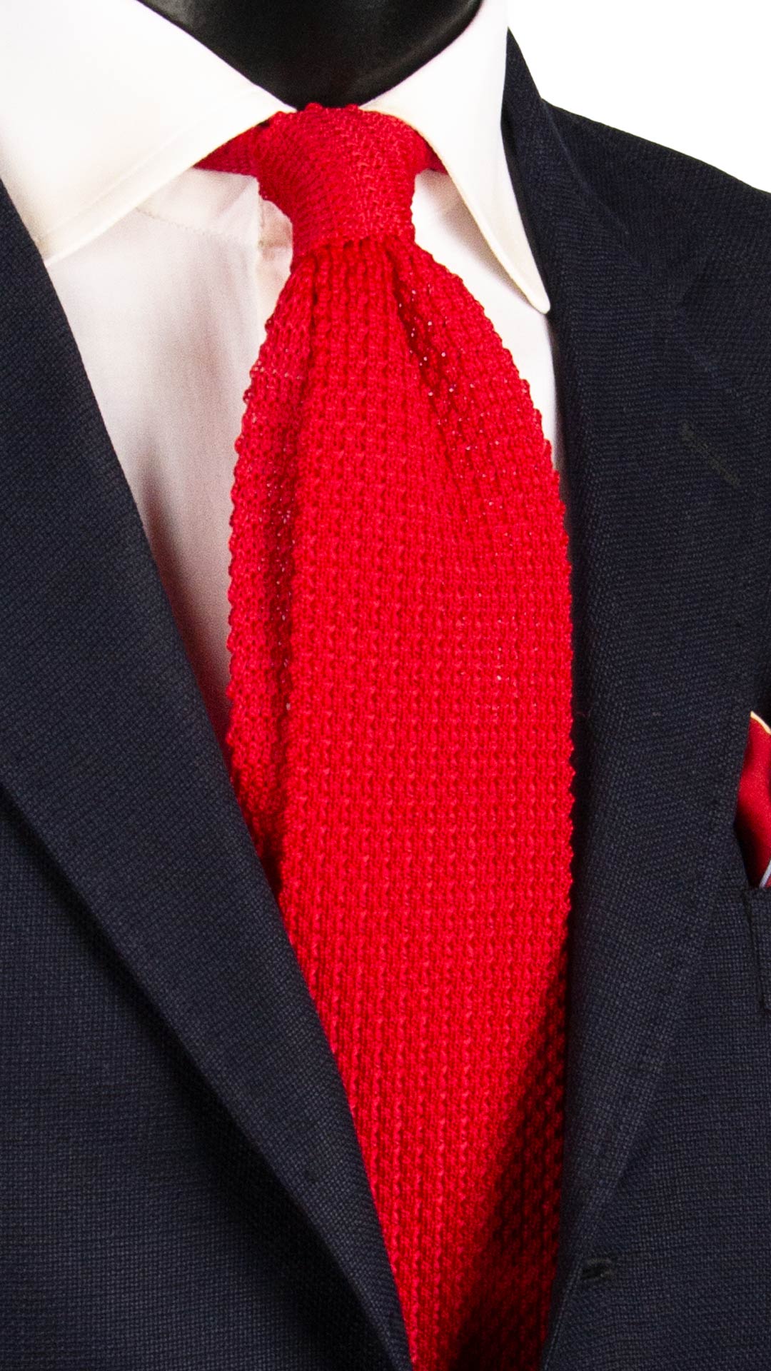 Cravatta Tricot in Maglia di Seta Rossa Tinta Unita TRI940 Graffeo Cravatte Made in Italy