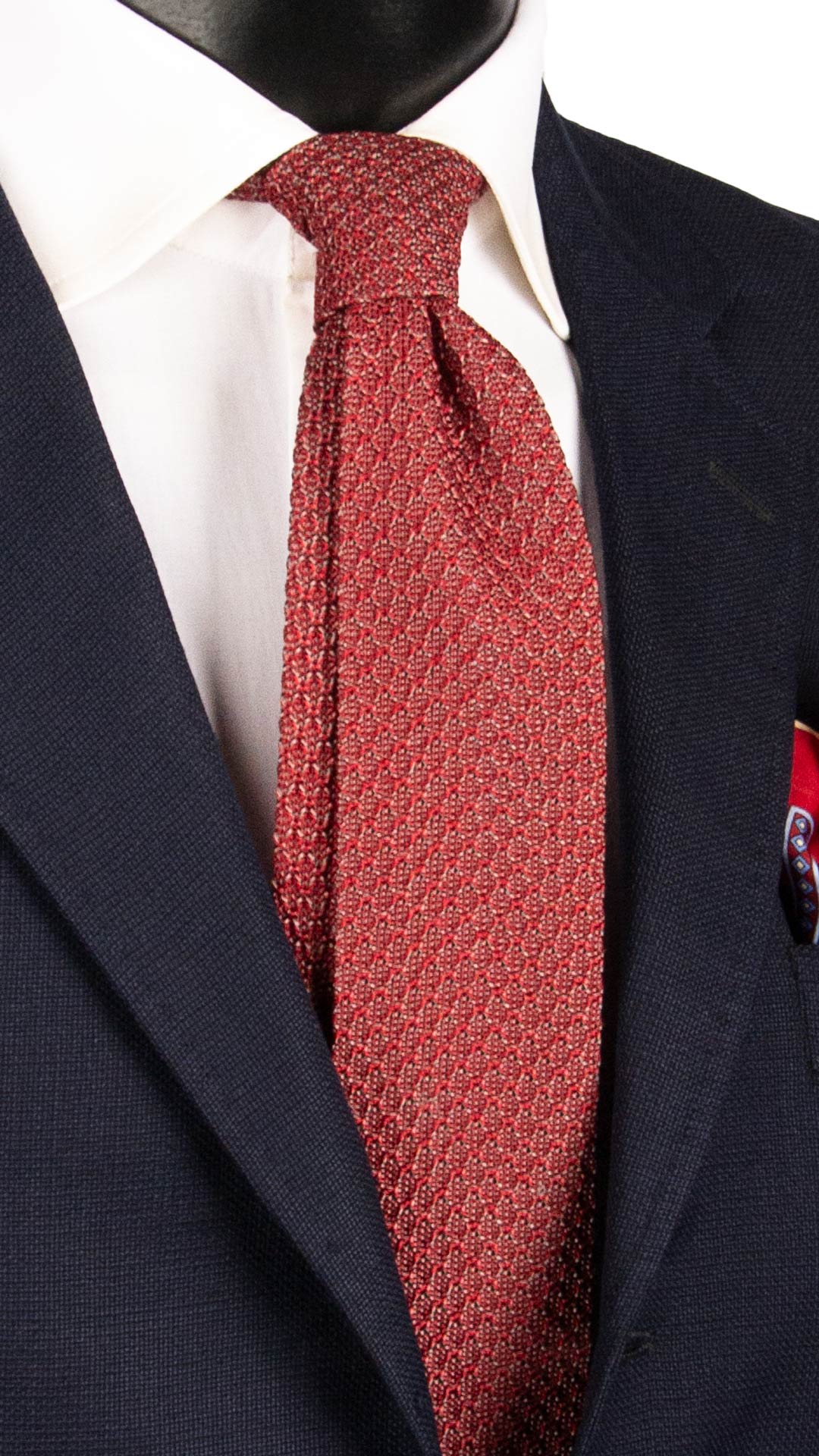 Cravatta Tricot in Maglia di Seta Rosso Bordeaux Fantasia Grigia TRI724 Graffeo Cravatte Made in Italy