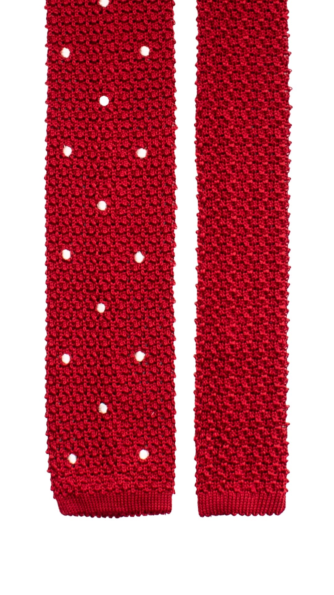 Cravatta Tricot in Maglia di Seta Rosso Bordeaux a Pois Bianchi TRI966 Graffeo Cravatte Made in Italy Pala
