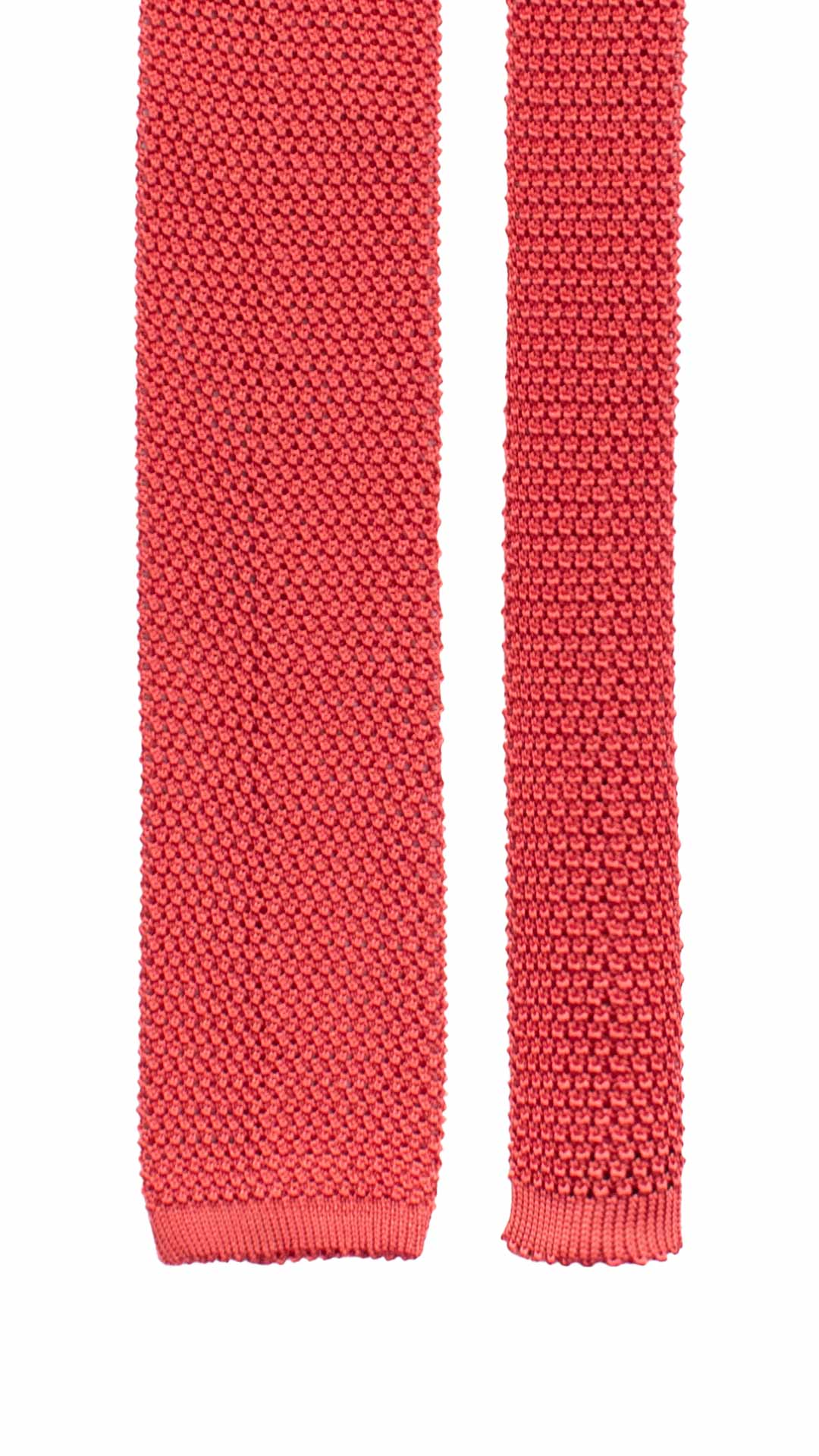 Cravatta Tricot in Maglia di Seta Rosso Corallo Tinta Unita TRI890 Graffeo Cravatte Made in Italy Pala