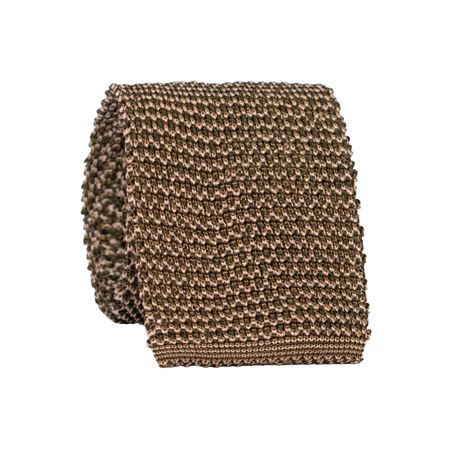 Cravatta Tricot in Maglia di Seta Verde Beige Fantasia TRI879 Graffeo Cravatte Made in Italy Rotolo