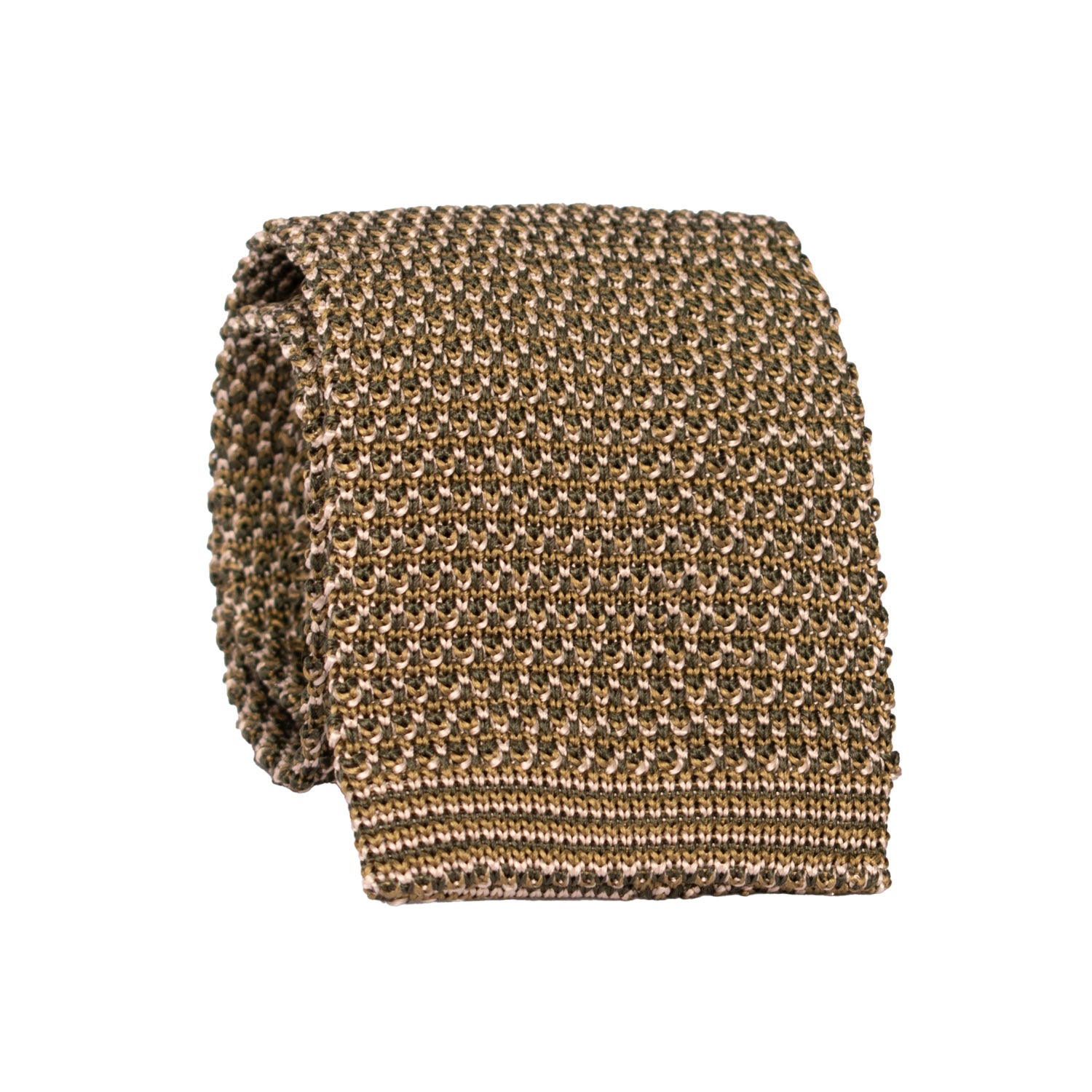 Cravatta Tricot in Maglia di Seta Verde Beige Verde Oliva Fantasia TRI885 Graffeo Cravatte Made in Italy Rotolo