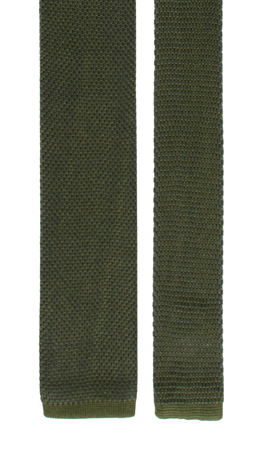 Cravatta Tricot in Maglia di Seta Verde Fantasia Blu TRI672 Graffeo Cravatte Made in Italy Pala