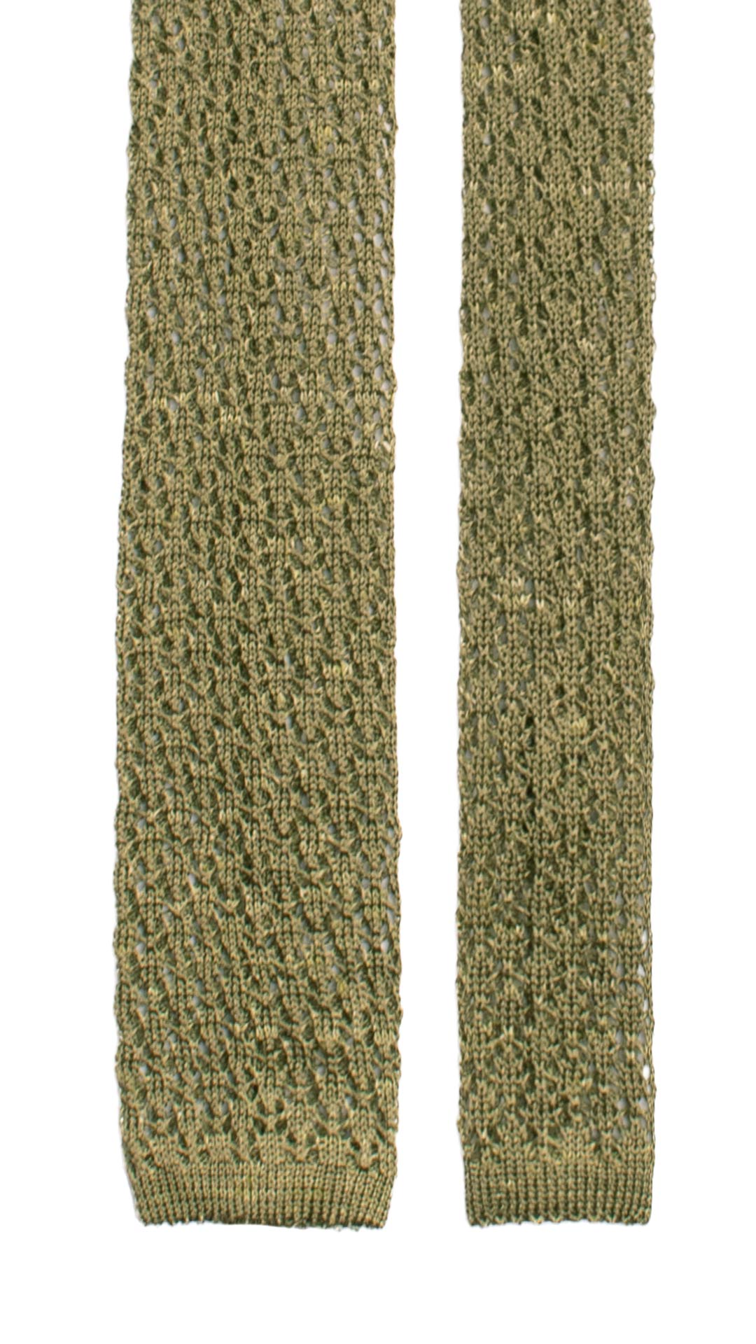 Cravatta Tricot in Maglia di Seta Verde Fantasia Tono su Tono TRI690 Graffeo Cravatte Made in Italy Pala