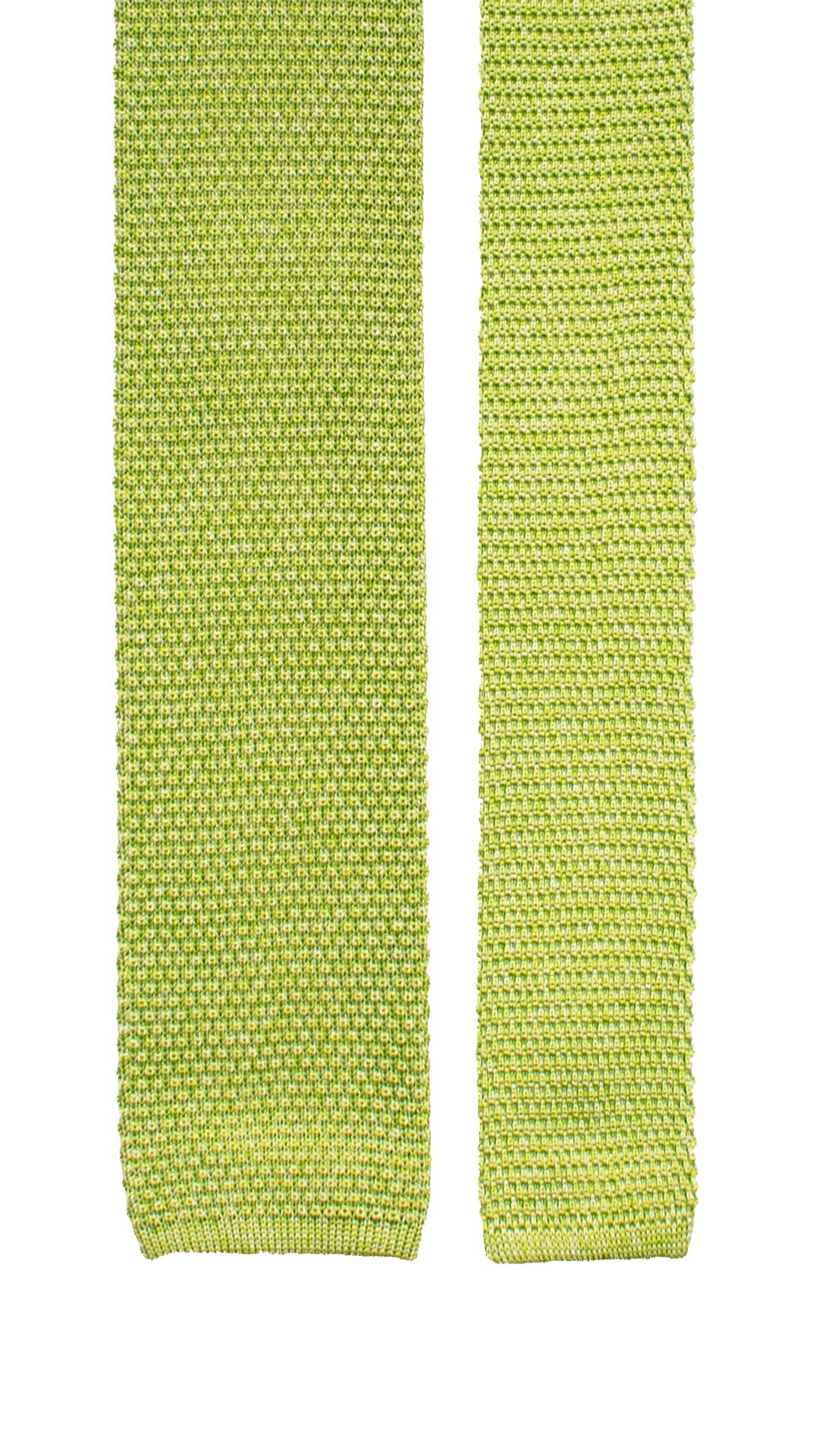 Cravatta Tricot in Maglia di Seta Verde Mela Tinta Unita TRI949 Graffeo Cravatte Made in Italy Pala