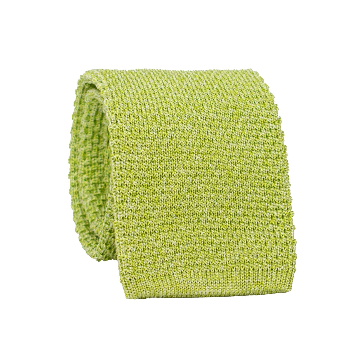 Cravatta Tricot in Maglia di Seta Verde Mela Tinta Unita TRI949 Graffeo Cravatte Made in Italy Rotolo