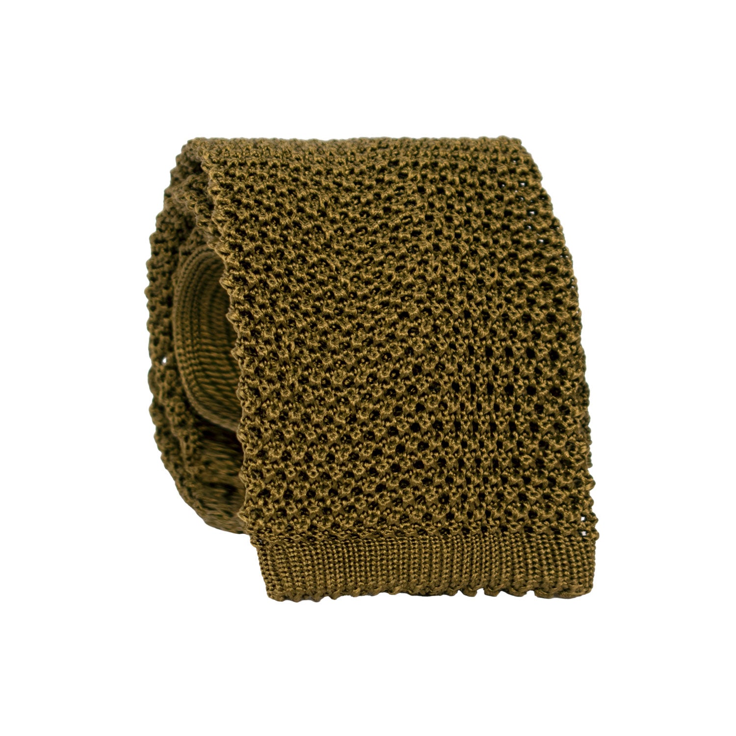 Cravatta Tricot in Maglia di Seta Verde Oliva Tinta Unita TRI737 Graffeo Cravatte Made in Italy Rotolo