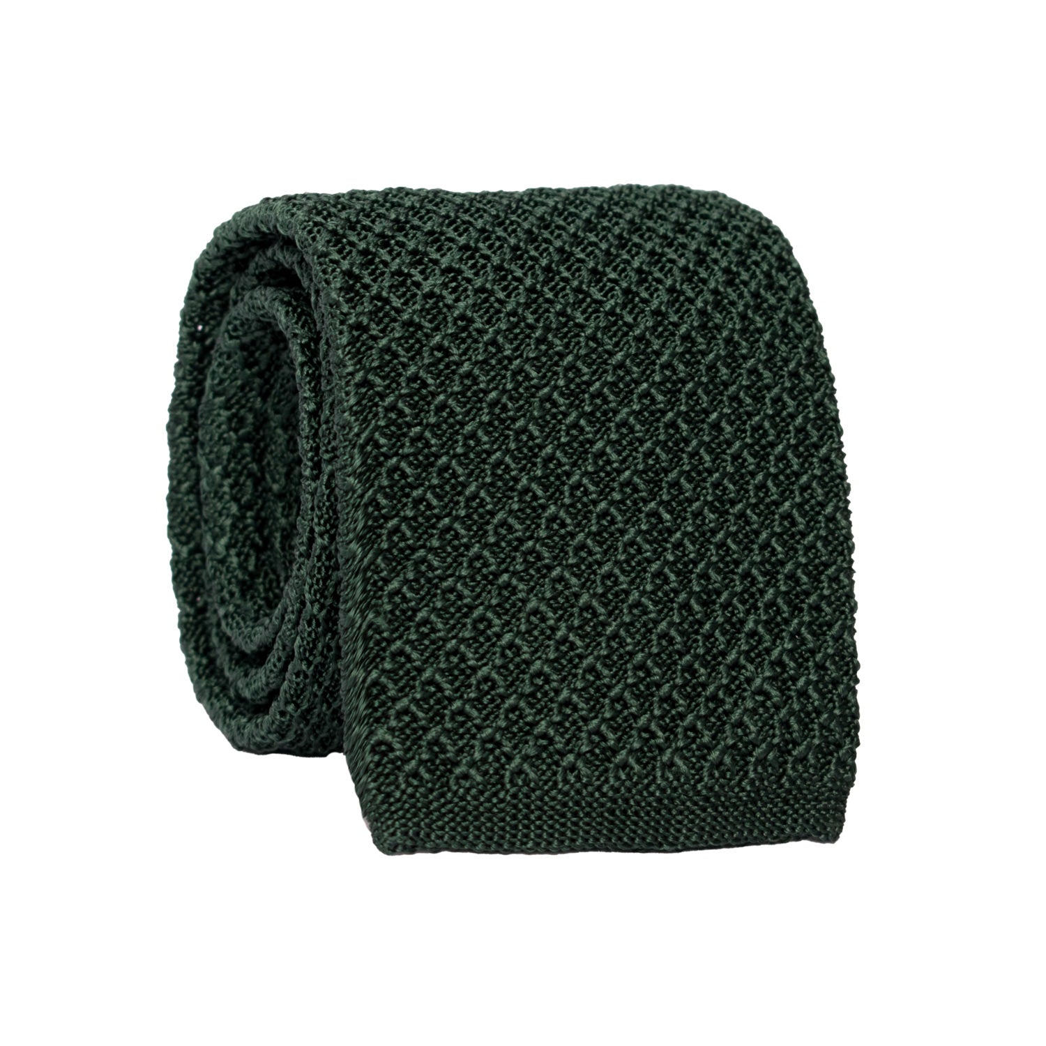 Cravatta Tricot in Maglia di Seta Verde Pino Fantasia Tono su Tono TRI836 Graffeo Cravatte Made in Italy Rotolo