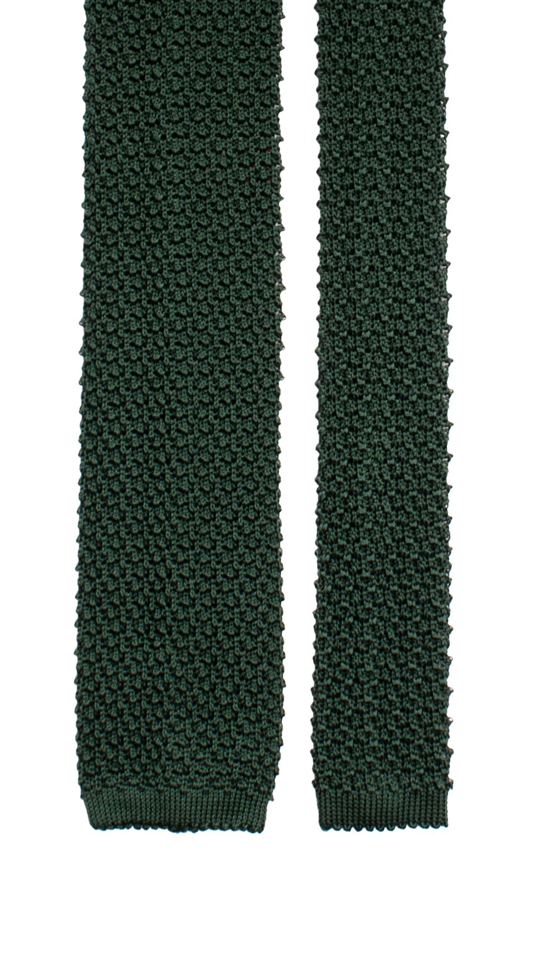 Cravatta Tricot in Maglia di Seta Verde Pino Tinta Unita TRI897 Graffeo Cravatte Made in Italy Pala