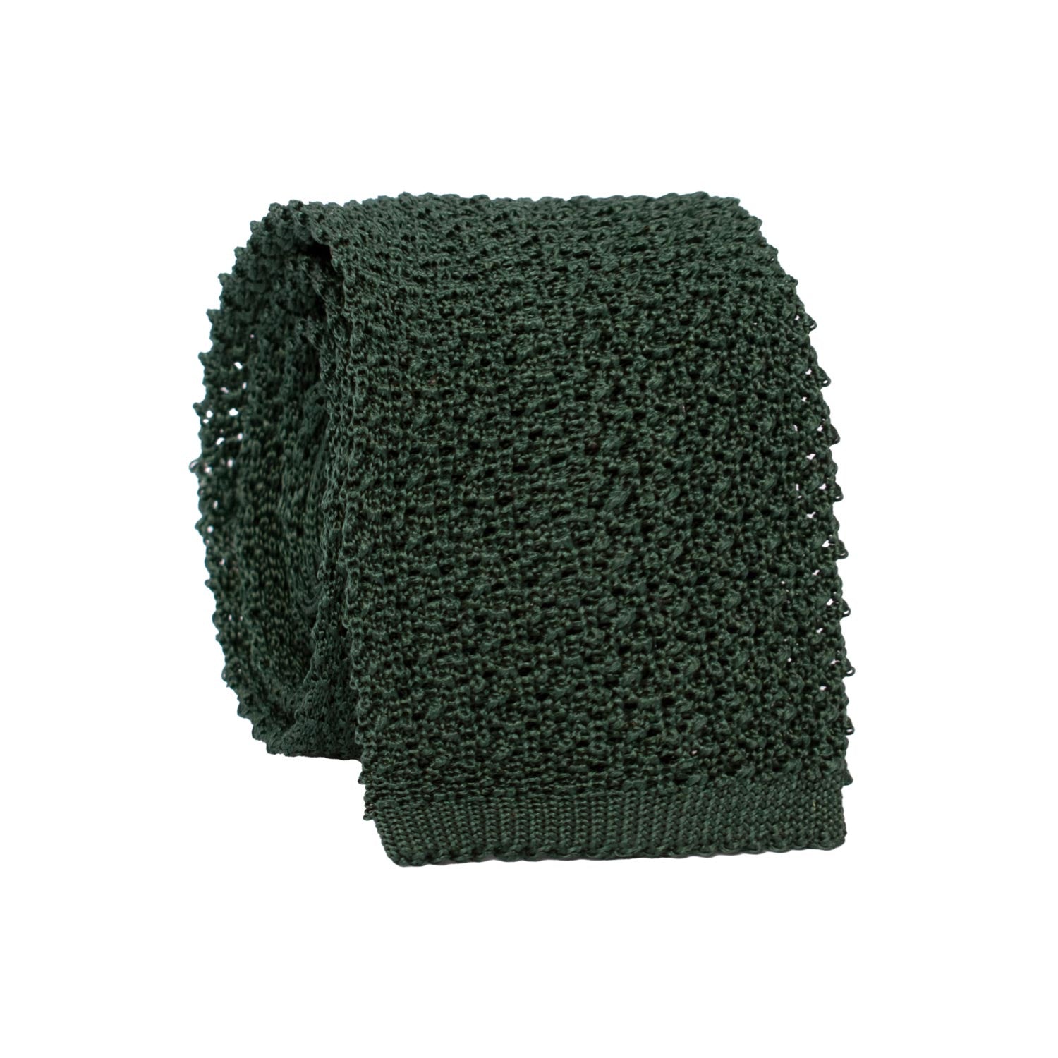 Cravatta Tricot in Maglia di Seta Verde Pino Tinta Unita TRI897 Graffeo Cravatte Made in Italy Rotolo