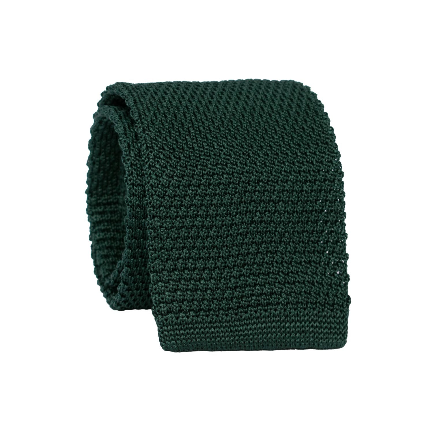 Cravatta Tricot in Maglia di Seta Verde Pino Tinta Unita TRI948 Graffeo Cravatte Made in Italy Rotolo