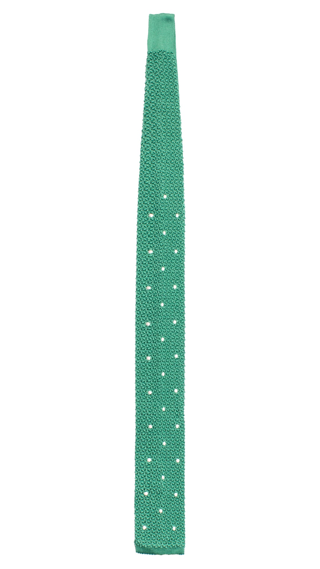 Cravatta Tricot in Maglia di Seta Verde Prato a Pois Bianchi TRI715 Graffeo Cravatte Made in Italy Intera