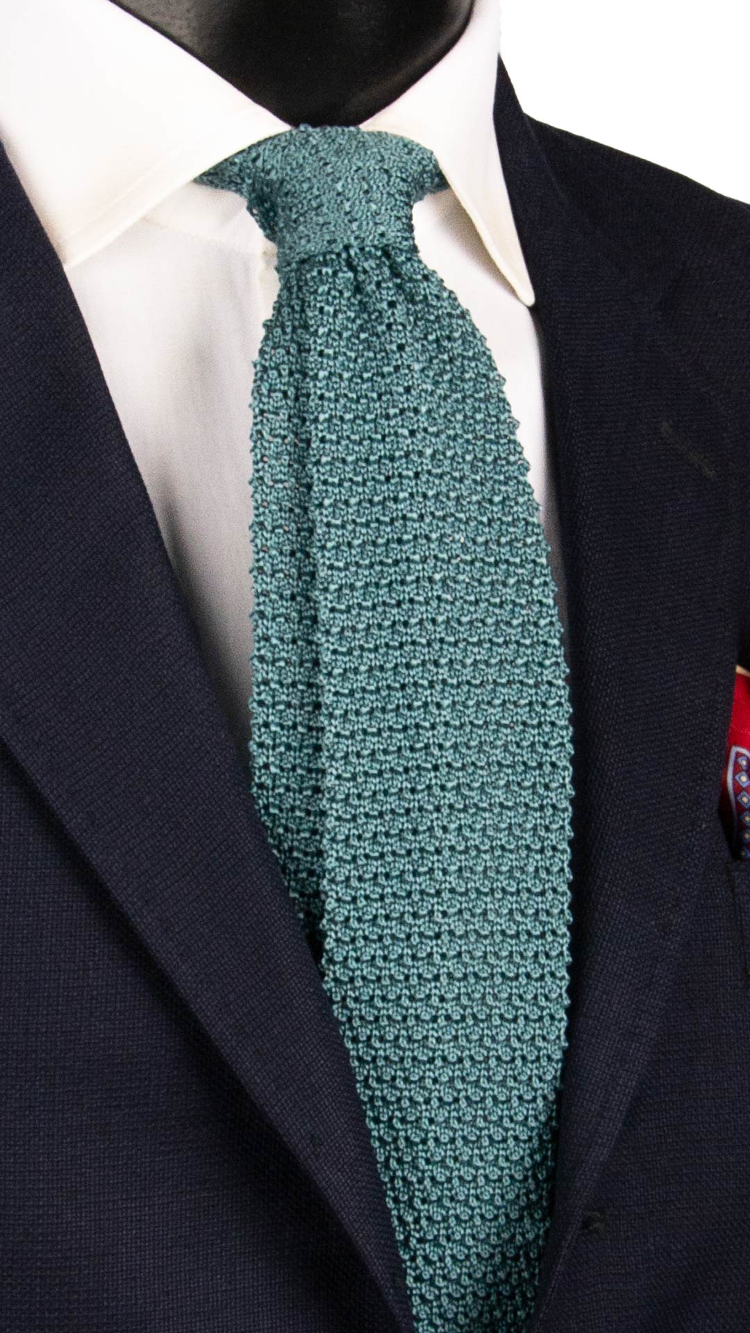 Cravatta Tricot in Maglia di Seta Verde Smeraldo Tinta Unita TRI757 Graffeo Cravatte Made in Italy
