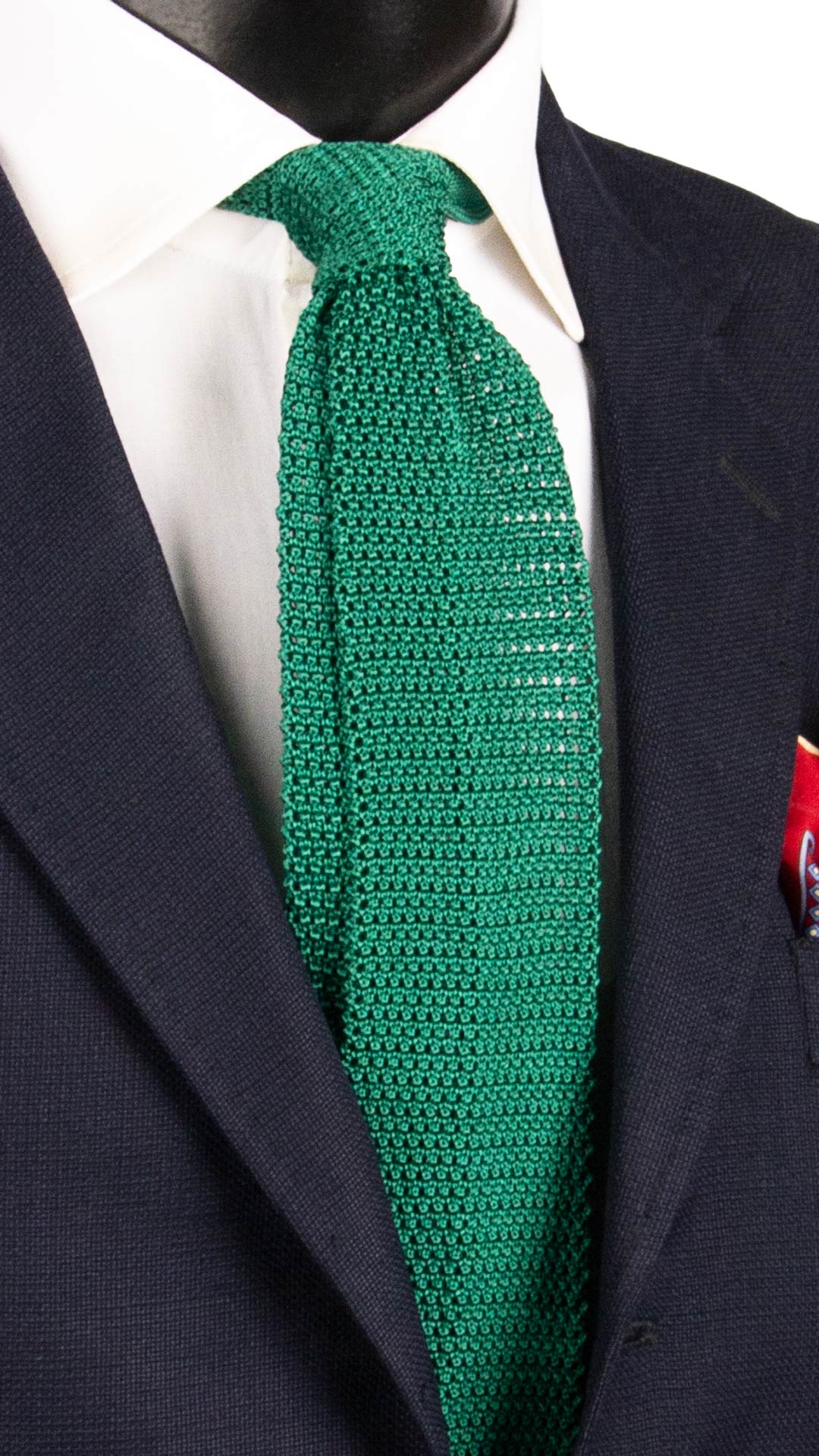 Cravatta Tricot in Maglia di Seta Verde Tinta Unita TRI825 Graffeo Cravatte Made in Italy