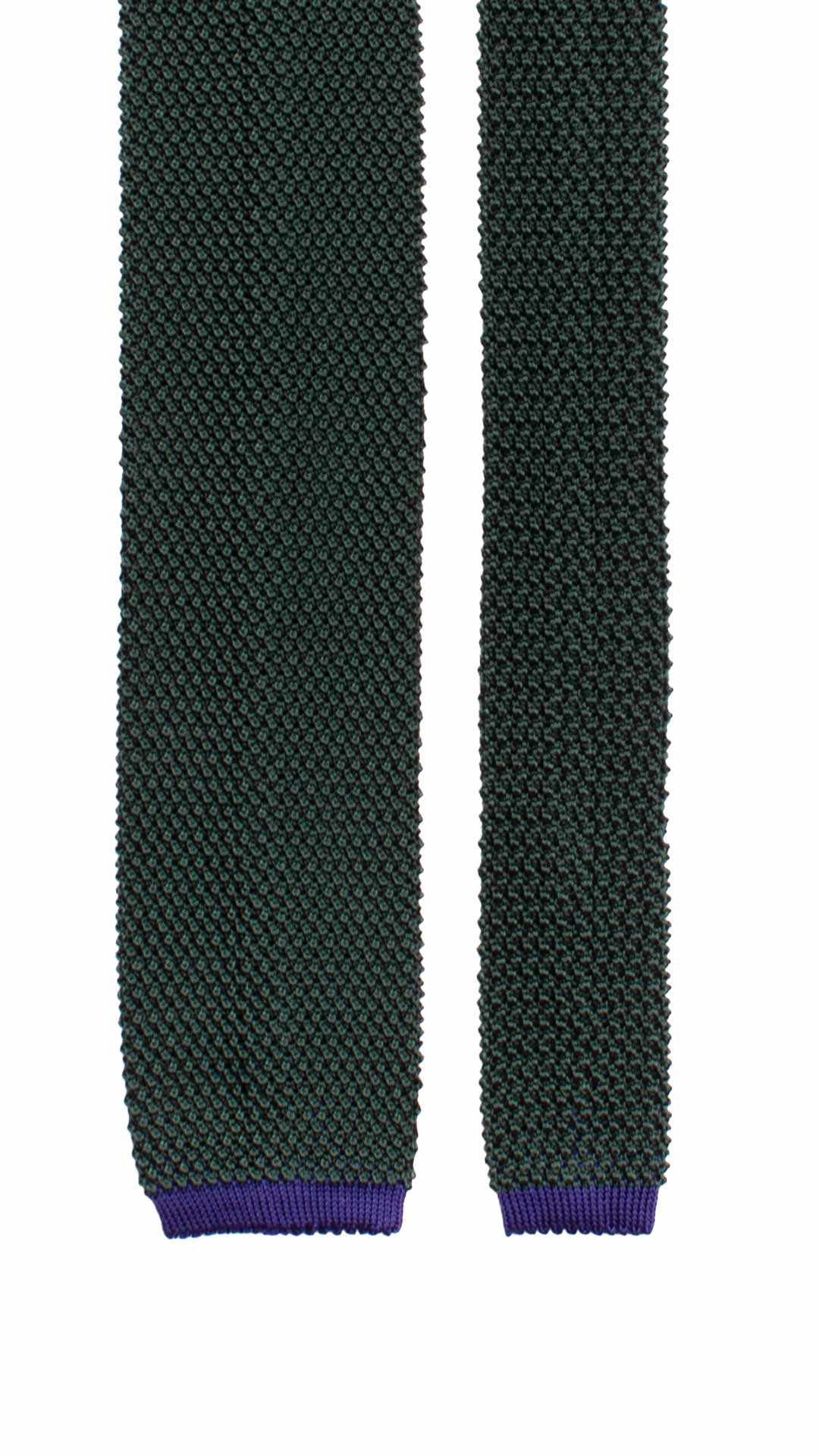 Cravatta Tricot in Maglia di Seta Verde Viola Tinta Unita TRI808 Graffeo Cravatte Made in Italy Pala