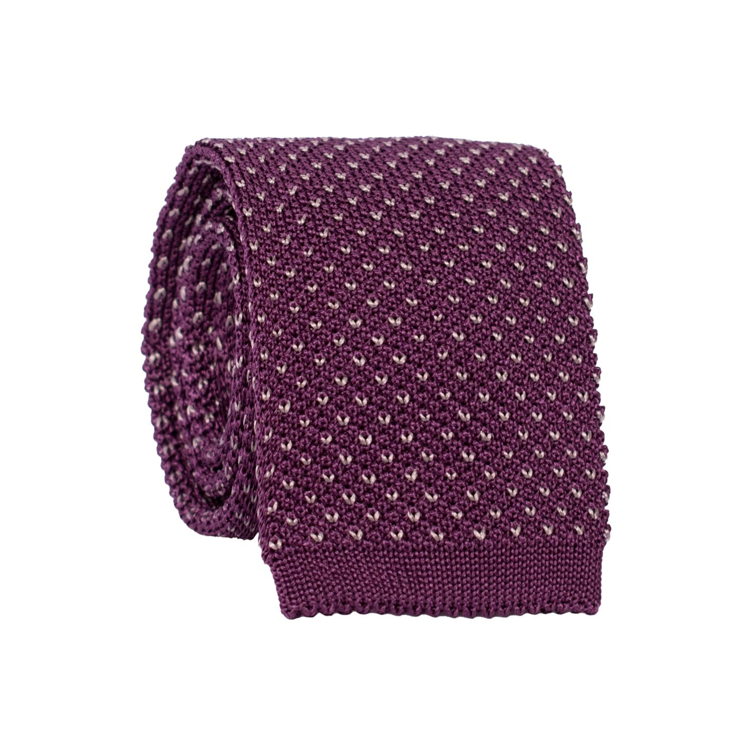 Cravatta Tricot in Maglia di Seta Viola Fantasia Grigia TRI908 Graffeo Cravatte Made in Italy Rotolo