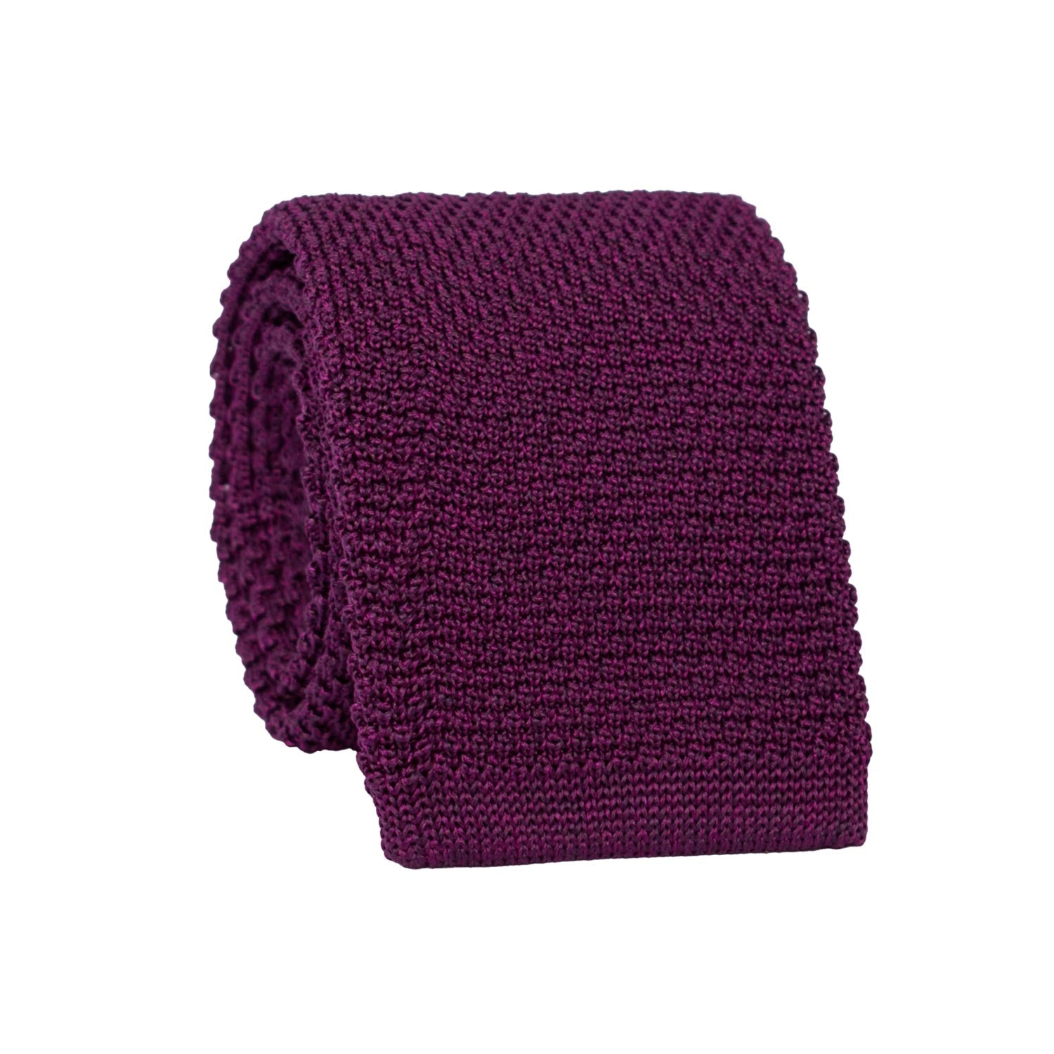 Cravatta Tricot in Maglia di Seta Viola Fucsia Tinta Unita TRI946 Graffeo Cravatte Made in Italy Rotolo