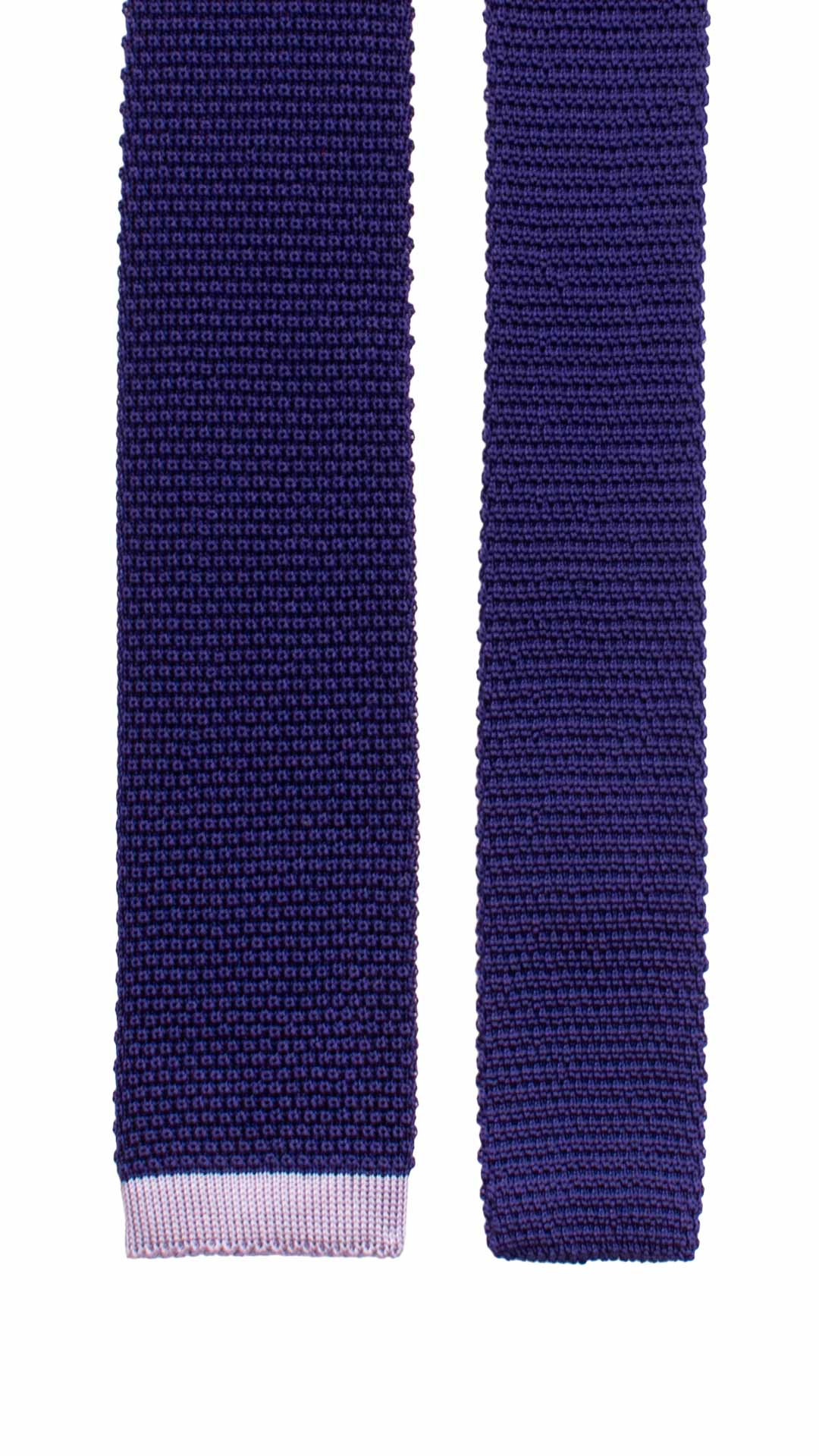Cravatta Tricot in Maglia di Seta Viola Glicine Tinta Unita TRI838 Graffeo Cravatte Made in Italy Pala
