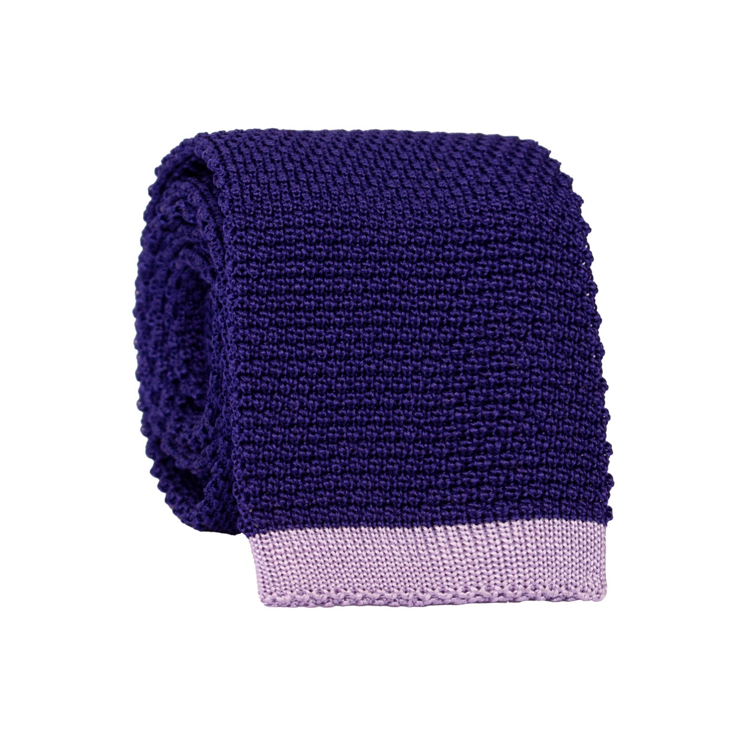 Cravatta Tricot in Maglia di Seta Viola Glicine Tinta Unita TRI838 Graffeo Cravatte Made in Italy Rotolo