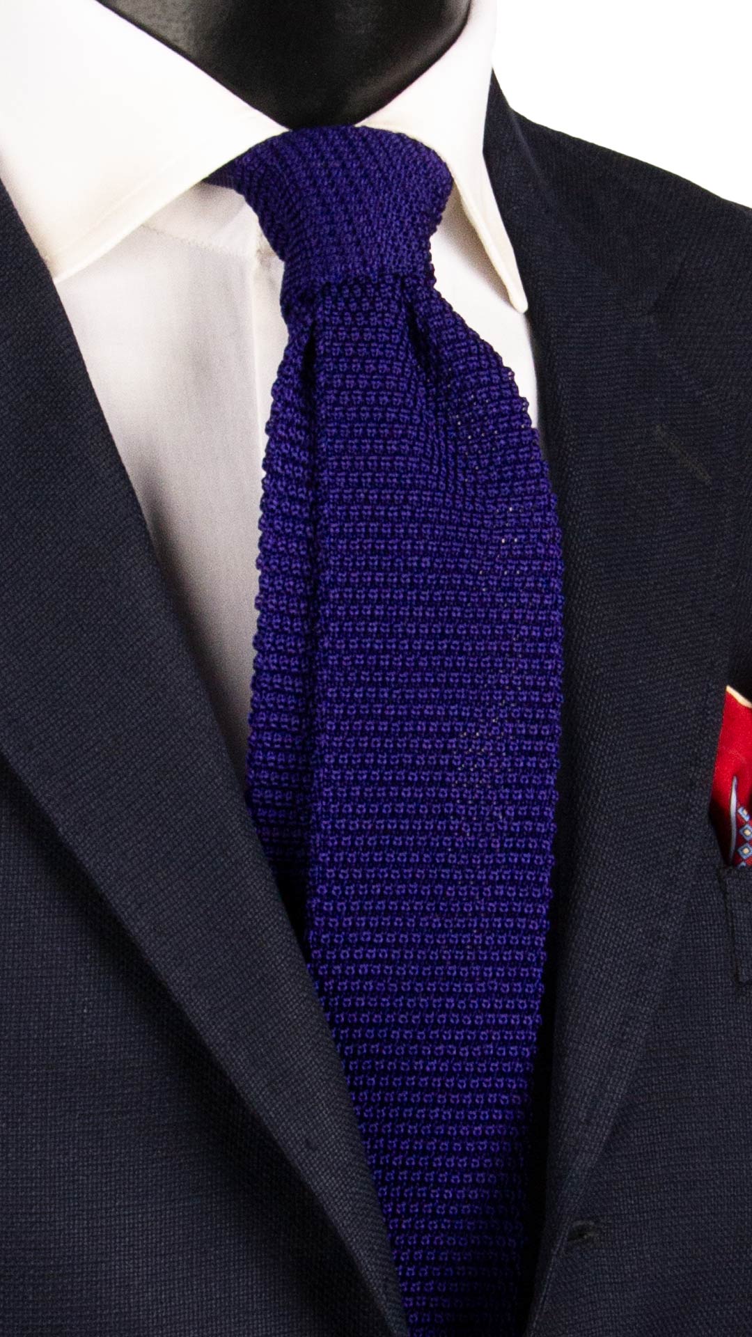 Cravatta Tricot in Maglia di Seta Viola Glicine Tinta Unita TRI838 Graffeo Cravatte Made in Italy