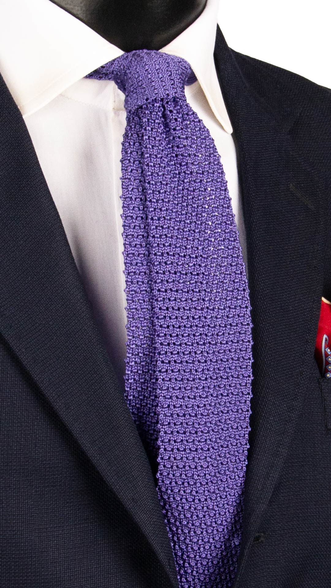 Cravatta Tricot in Maglia di Seta Viola Tinta Unita TRI821 Graffeo Cravatte Made in Italy