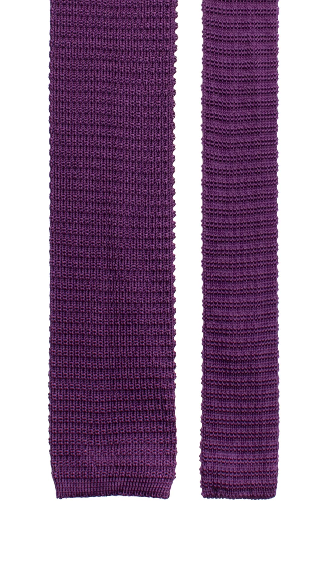Cravatta Tricot in Maglia di Seta Viola Tinta Unita TRI846 Graffeo Cravatte Made in Italy Pala
