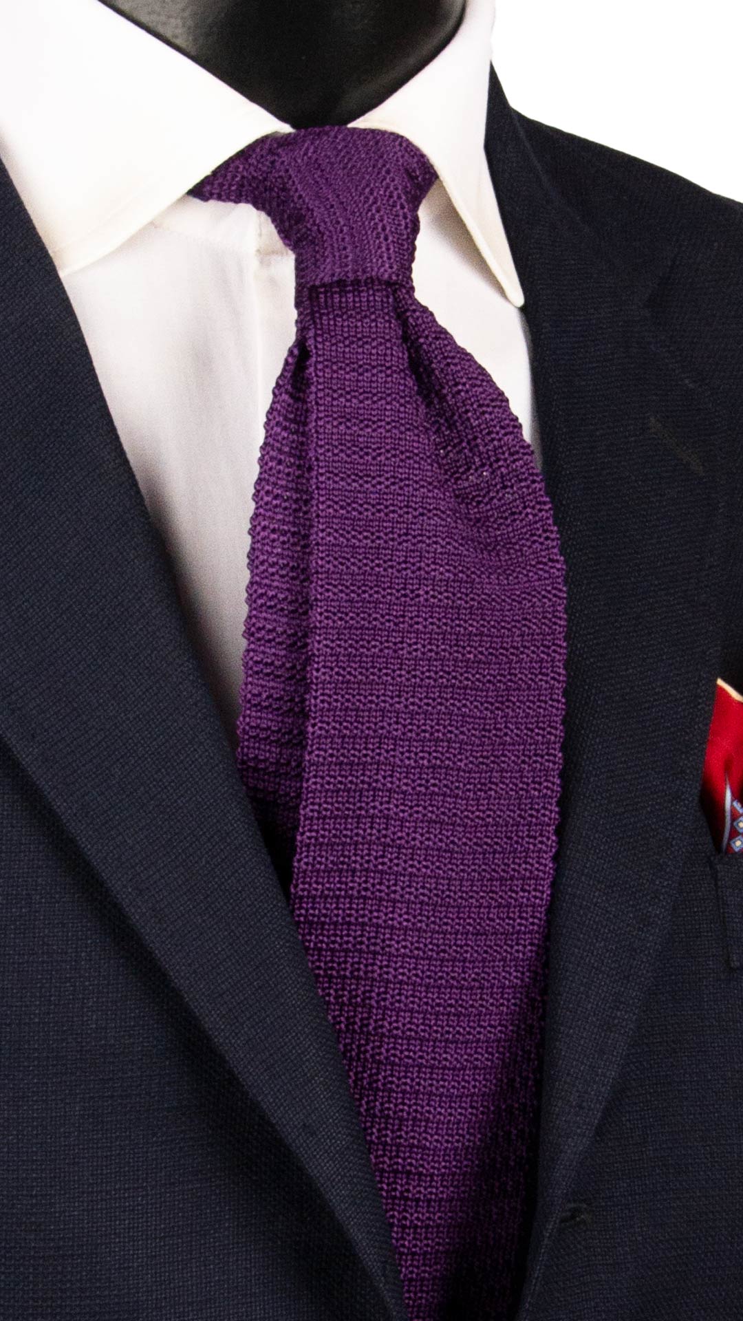 Cravatta Tricot in Maglia di Seta Viola Tinta Unita TRI846 Graffeo Cravatte Made in Italy