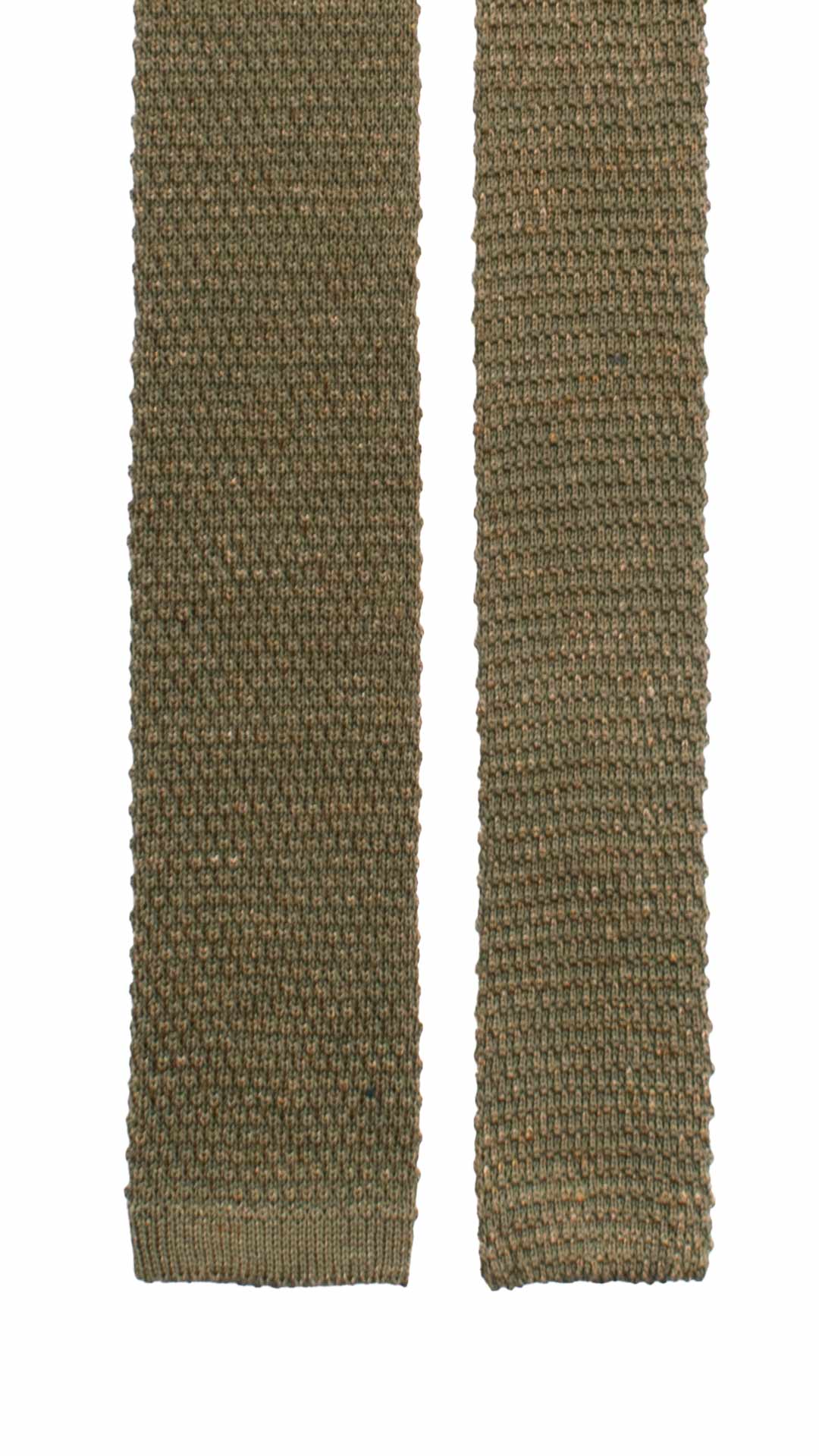 Cravatta Tricot in Maglia in Cotone Lino Verde Beige Tinta Unita TRI744 Graffeo Cravatte Made in Italy Pala
