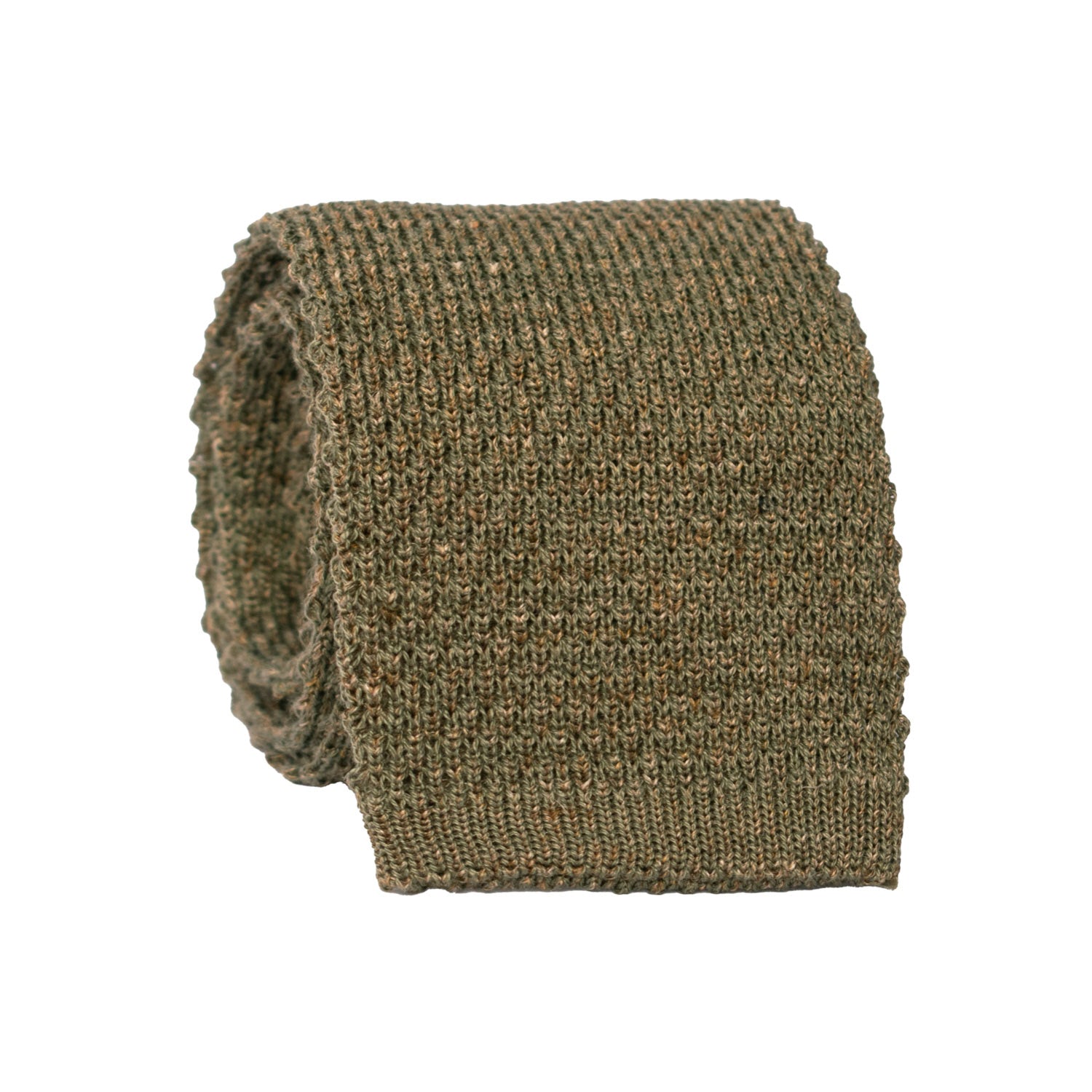 Cravatta Tricot in Maglia in Cotone Lino Verde Beige Tinta Unita TRI744 Graffeo Cravatte Made in Italy Rotolo