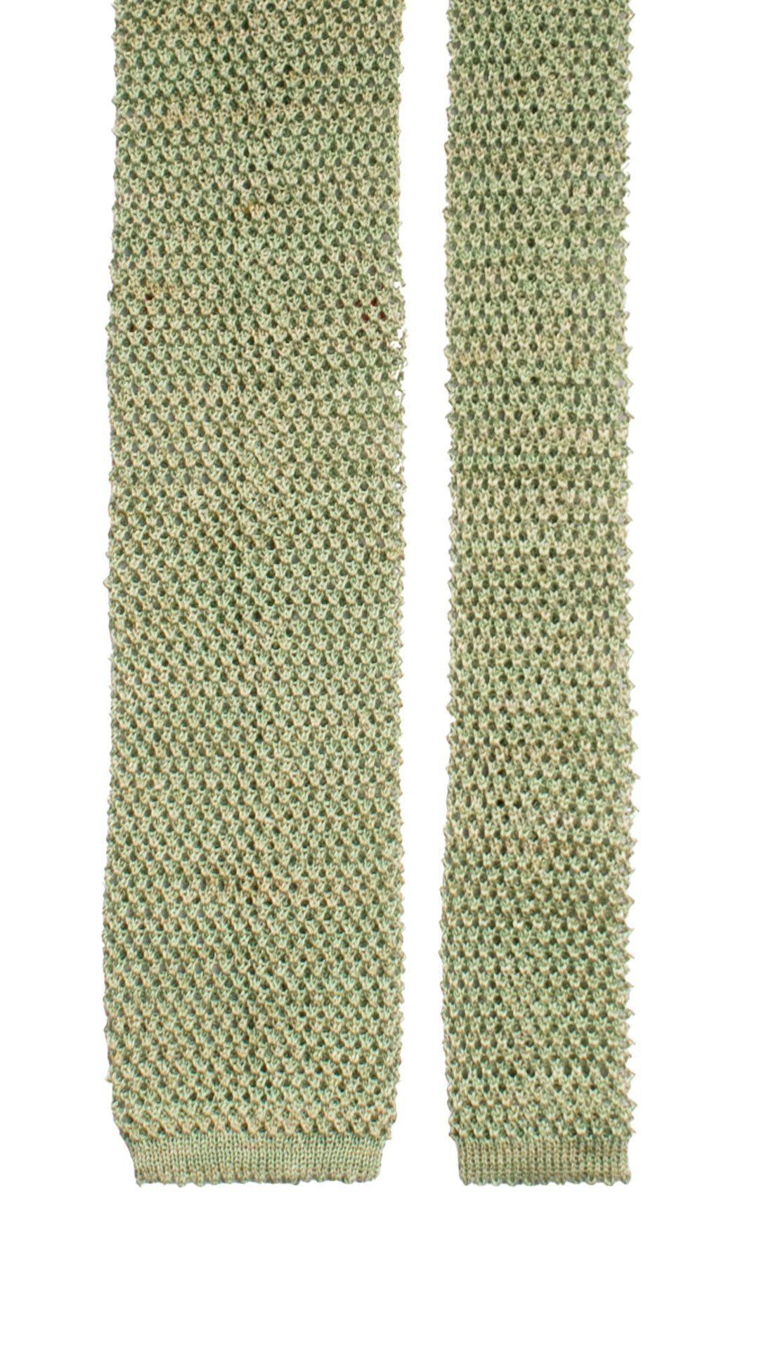 Cravatta Tricot in Maglia in Cotone Lino Verde Color Corda Tinta Unita TRI905 Graffeo Cravatte Made in Italy Pala