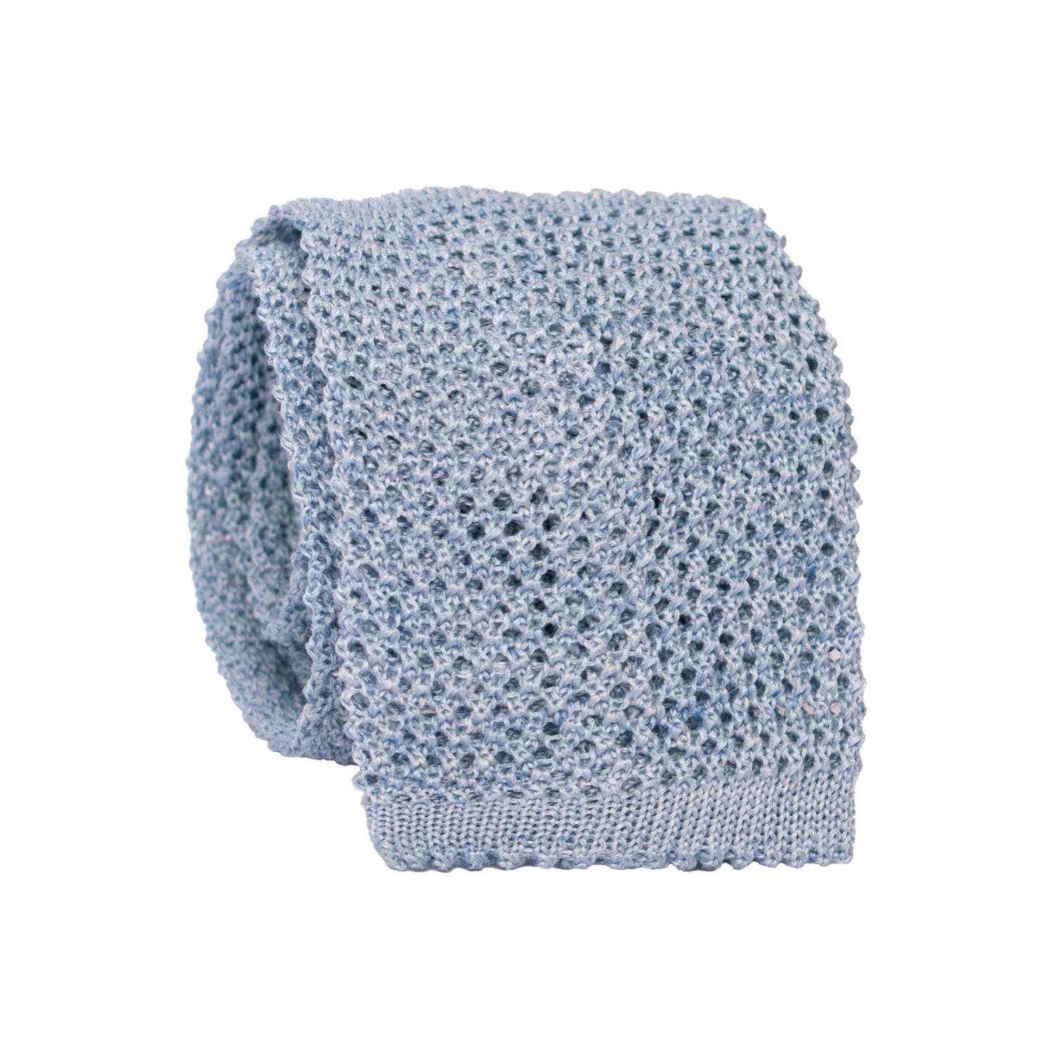 Cravatta Tricot in Maglia in Seta Lino Celeste Tinta Unita TRI822 Graffeo Cravatte Made in Italy Rotolo