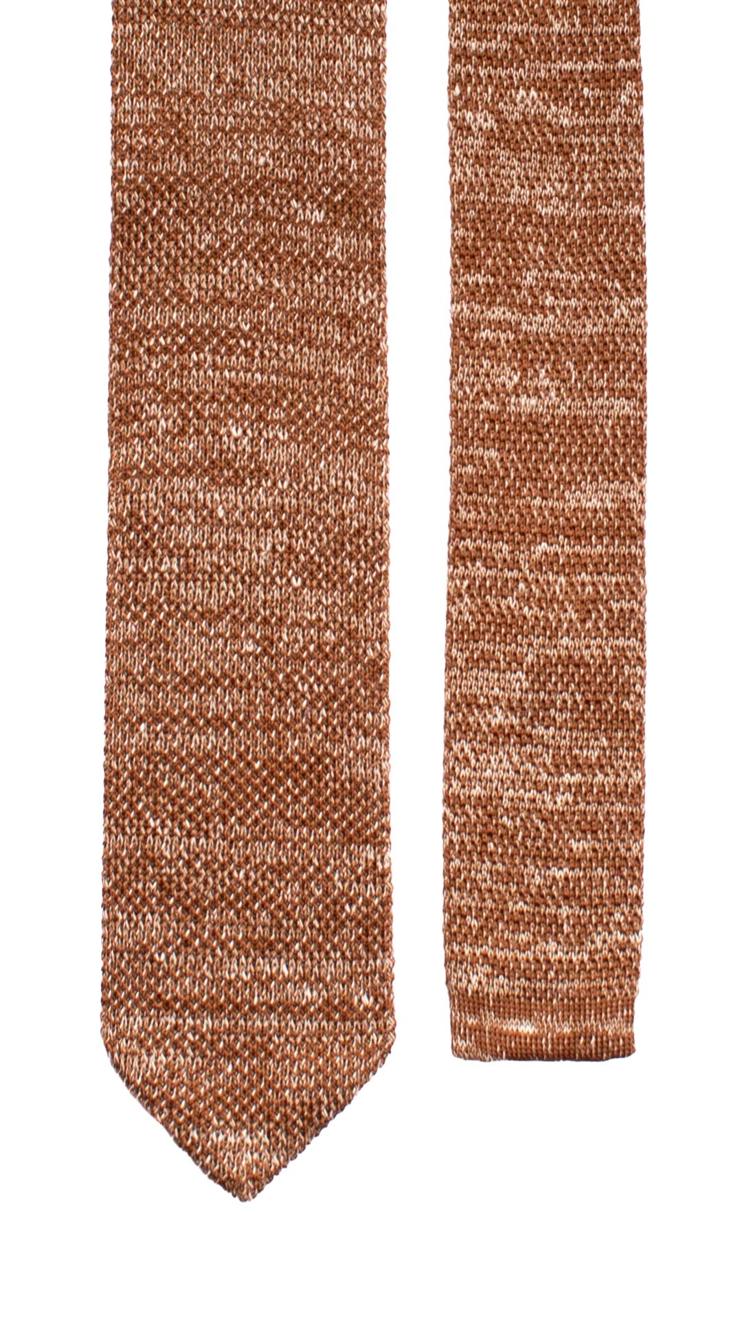 Cravatta Tricot in Maglia in Seta Lino Marrone Bianca Fantasia TRI929 Graffeo Cravatte Made in Italy Pala