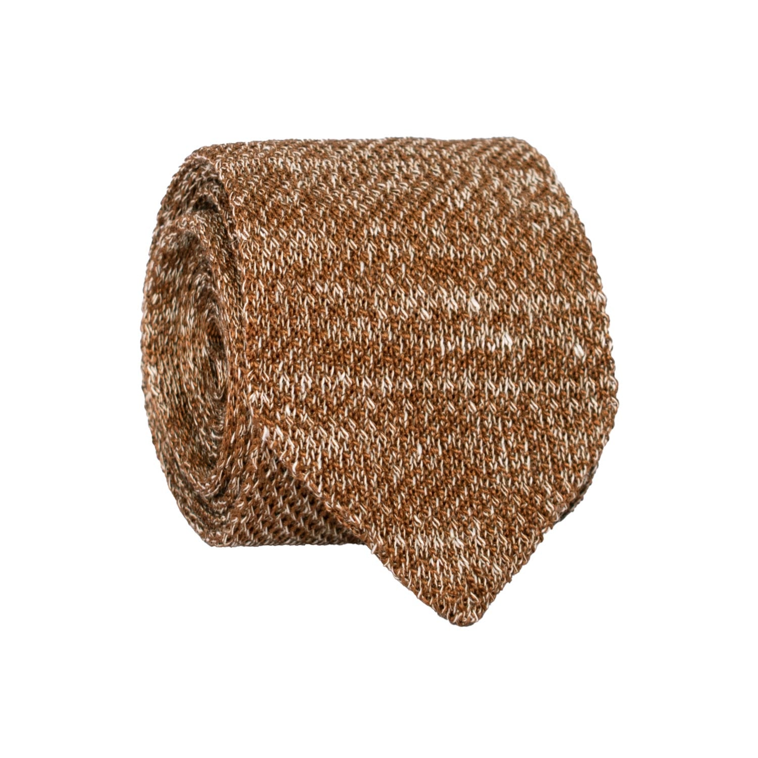 Cravatta Tricot in Maglia in Seta Lino Marrone Bianca Fantasia TRI929 Graffeo Cravatte Made in Italy Rotolo