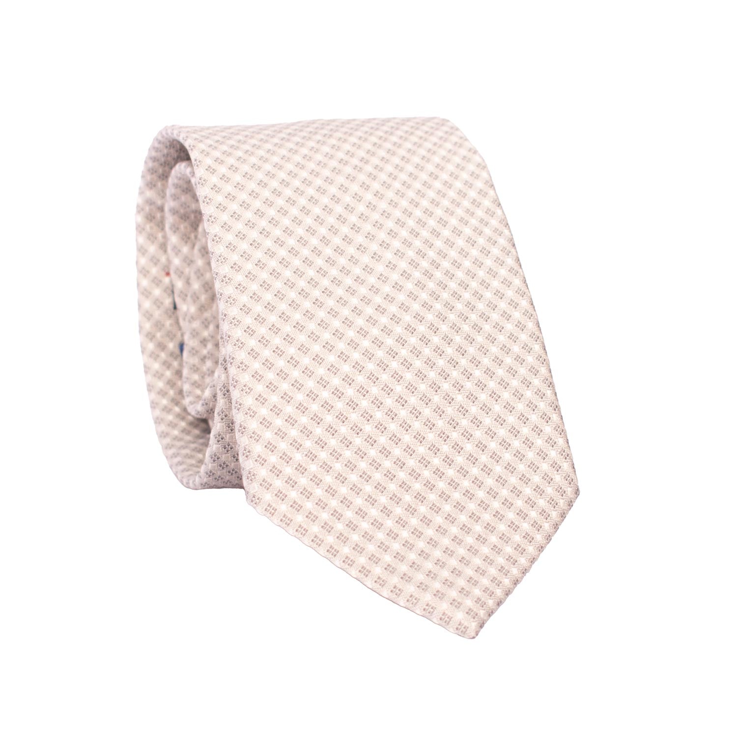 Cravatta da Cerimonia di Seta Grigio Chiaro Fantasia Tono su Tono CY3405 Arrotolata