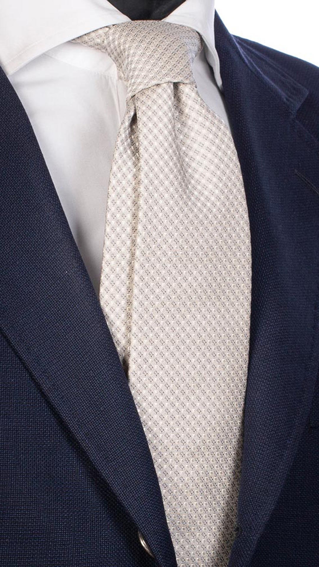 Cravatta da Cerimonia di Seta Grigio Chiaro Fantasia Tono su Tono CY3405 Made in Italy Graffeo Cravatte