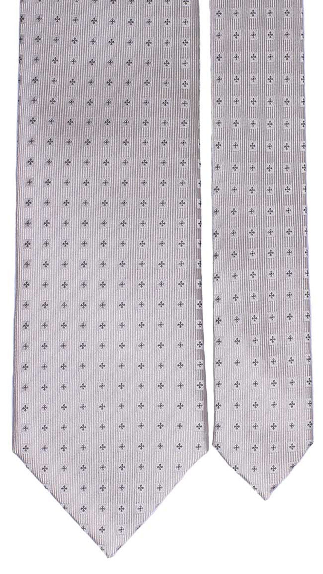 Cravatta da Cerimonia di Seta Bianca Avorio Fantasia Grigio Scuro CY2562 Pala