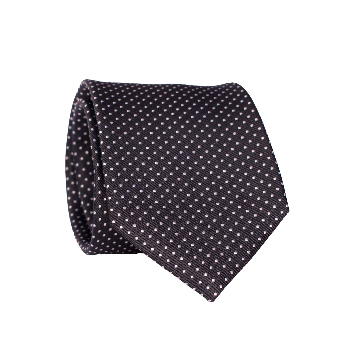 Cravatta da Cerimonia di Seta Blu Pois Bianchi CY5079 Arrotolata