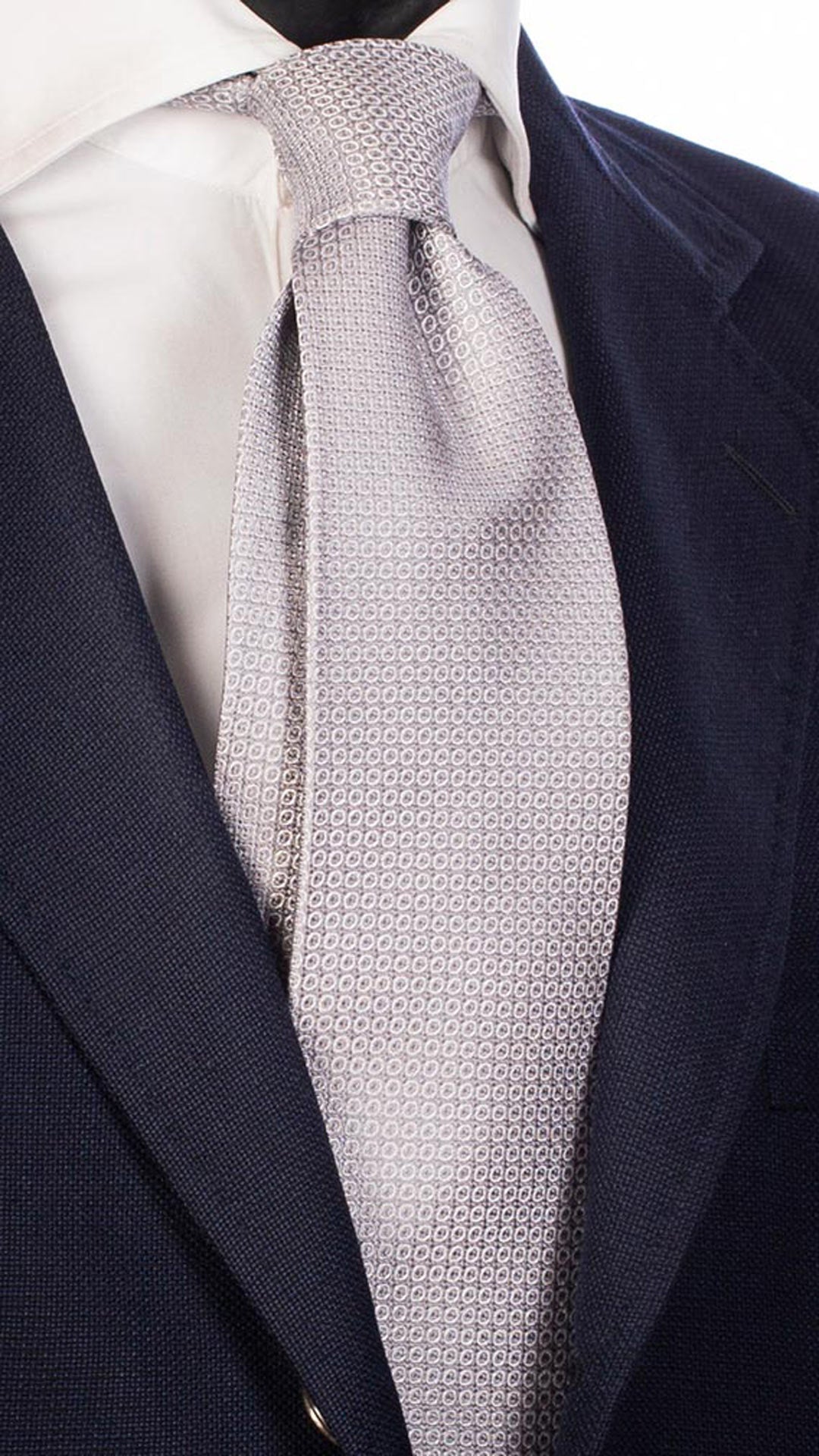 Cravatta da Cerimonia di Seta Grigia Fantasia Tono su Tono CY4726 Made in Italy Graffeo Cravatte