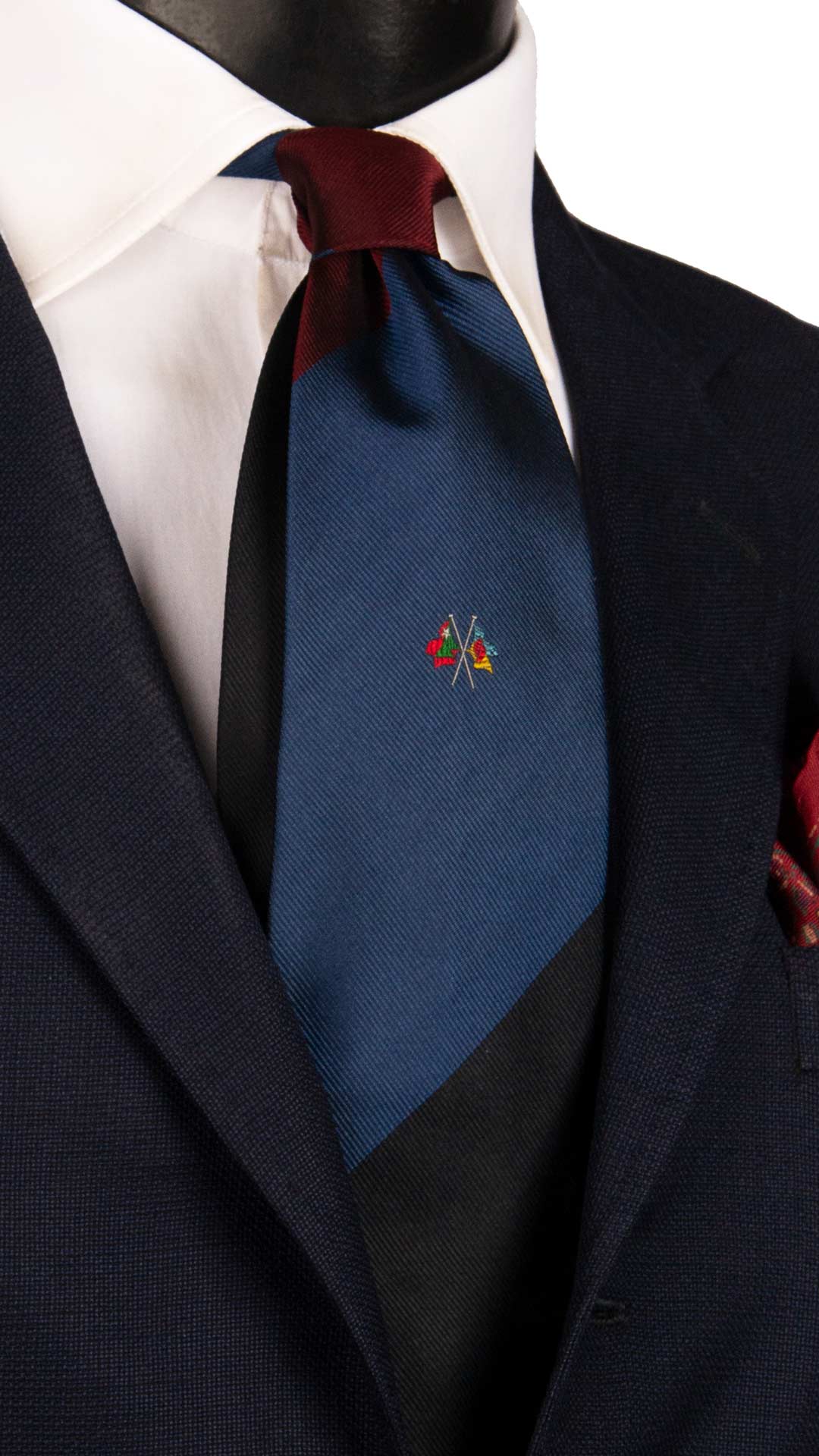 Cravatta Vintage Regimental di Seta con Disegno Sotto Nodo Righe Multicolor CV1166 Made in Italy Graffeo Cravatte