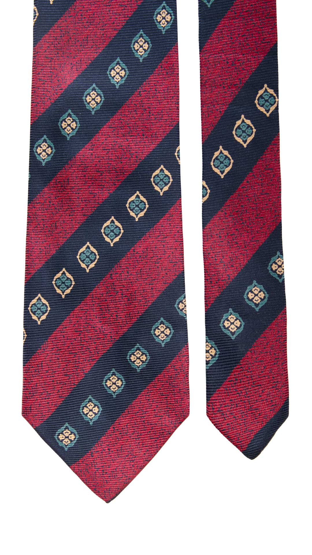 Cravatta Vintage Regimental in Saia di Seta Blu A Righe Bordeaux Fantasia Multicolor CV847 Graffeo Cravatte Made in Italy Pala