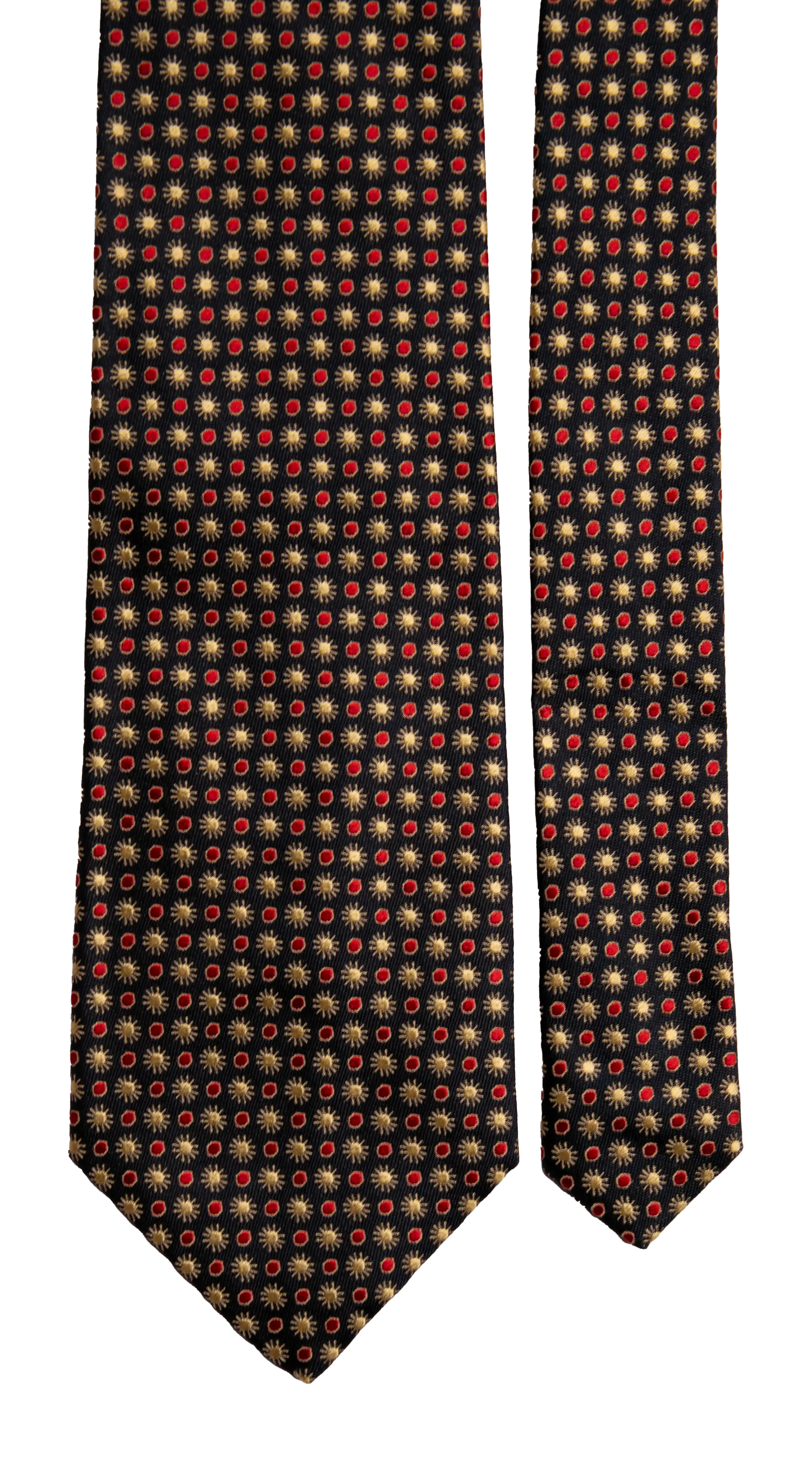 Cravatta Vintage di Seta Blu Fantasia Rossa Champagne Made in Italy Graffeo Cravatte Pala