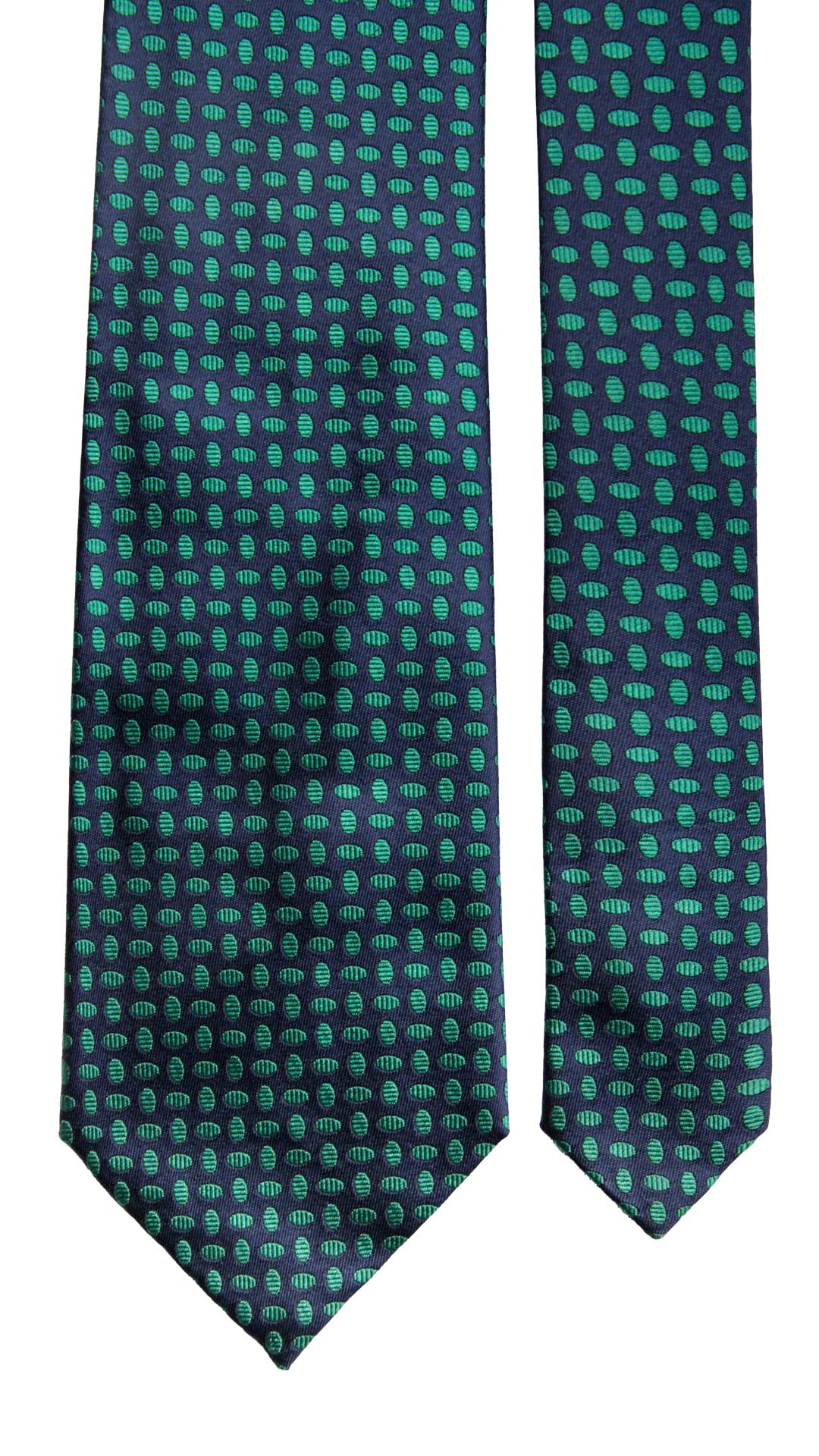 Cravatta Vintage di Seta Blu Fantasia Verde Acqua Made in italy Graffeo Cravatte Pala