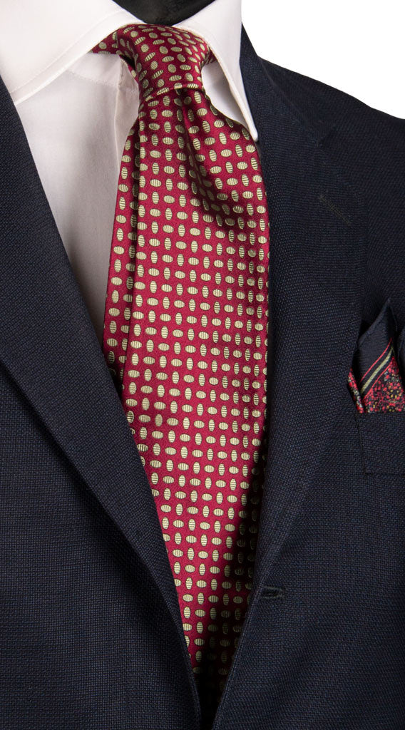 Cravatta Vintage di Seta Bordeaux Fantasia Beige Made in Italy Graffeo Cravatte