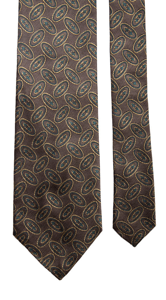 Cravatta Vintage di Seta Grigia Fantasia Beige Verde Acqua Made in Italy Graffeo Cravatte Pala