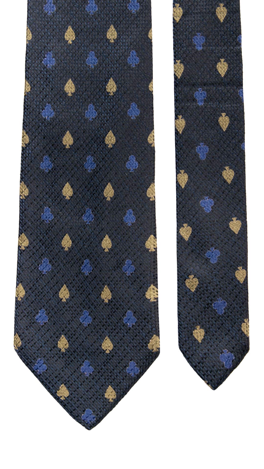 Cravatta Vintage di Seta Jacquard Blu Fantasia Bluette Verde CV1137 Made in Italy Graffeo Cravatte Pala